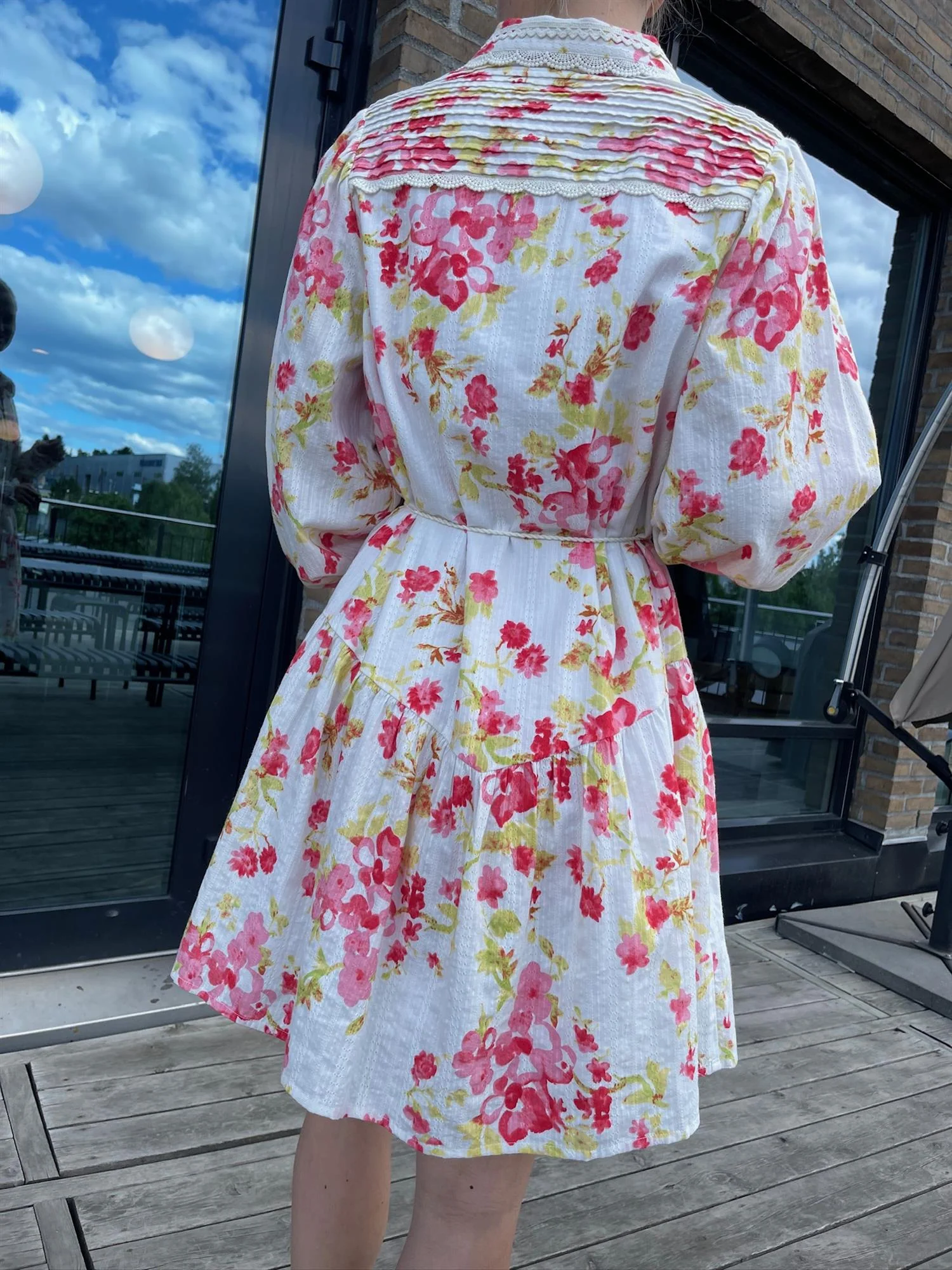 Yassomelli Ls Shirt Dress Fest Birch W. Red Flowers - Image 8