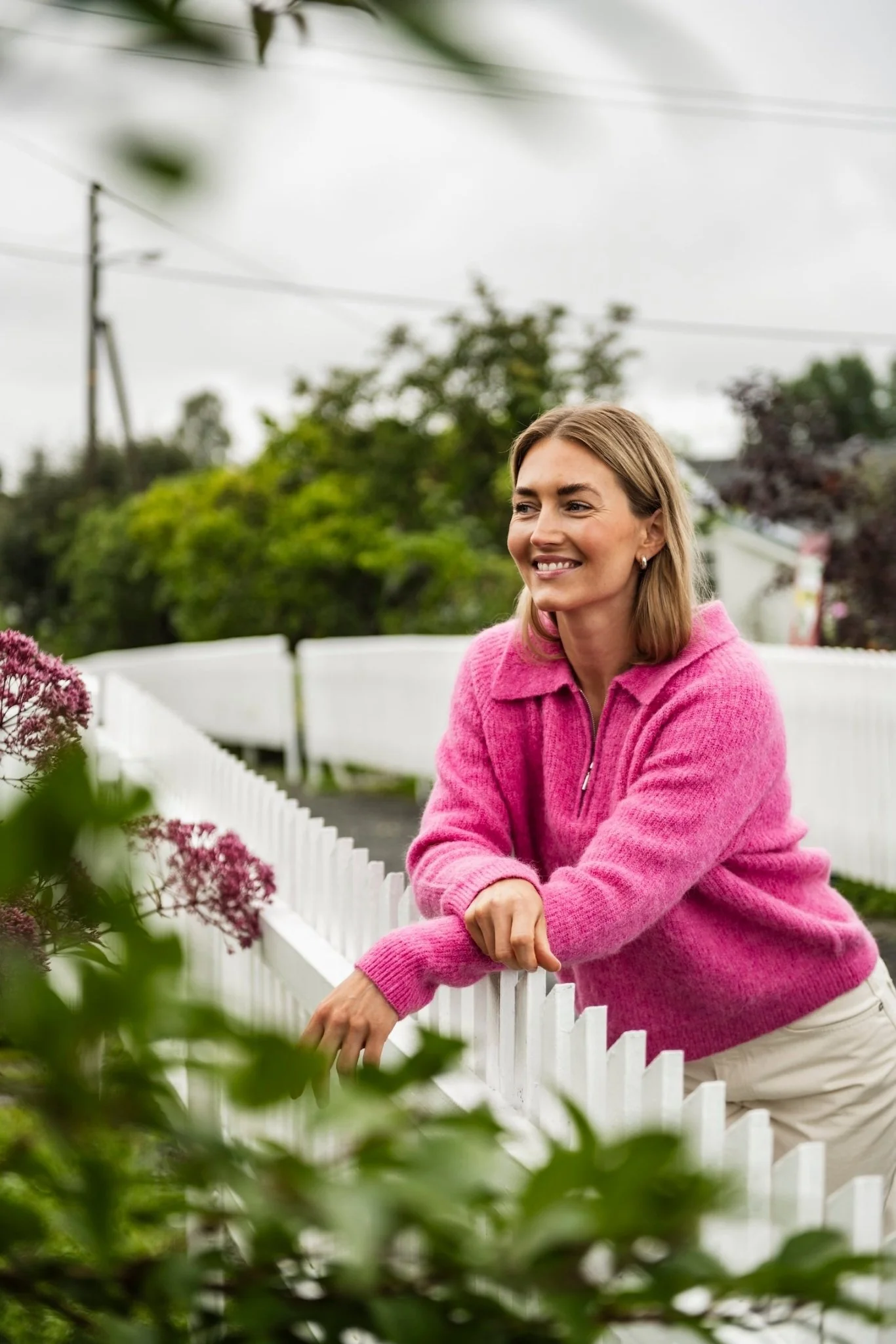 Sia-Mynte Ls Half Zip Knit Phlox Pink Melange - Image 4
