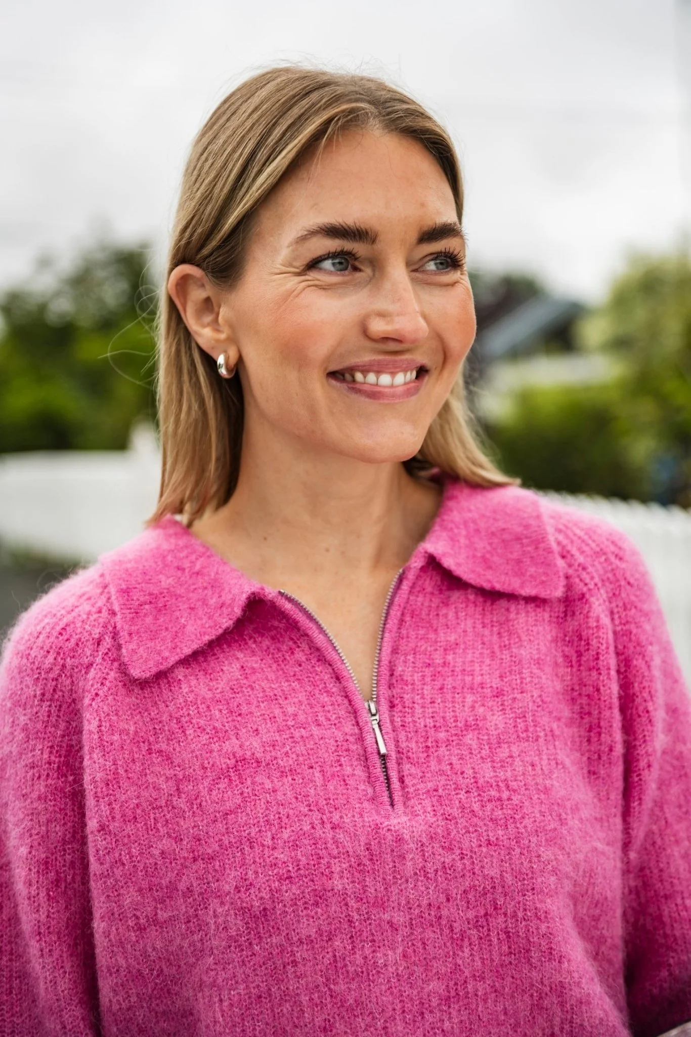 Sia-Mynte Ls Half Zip Knit Phlox Pink Melange - Image 5