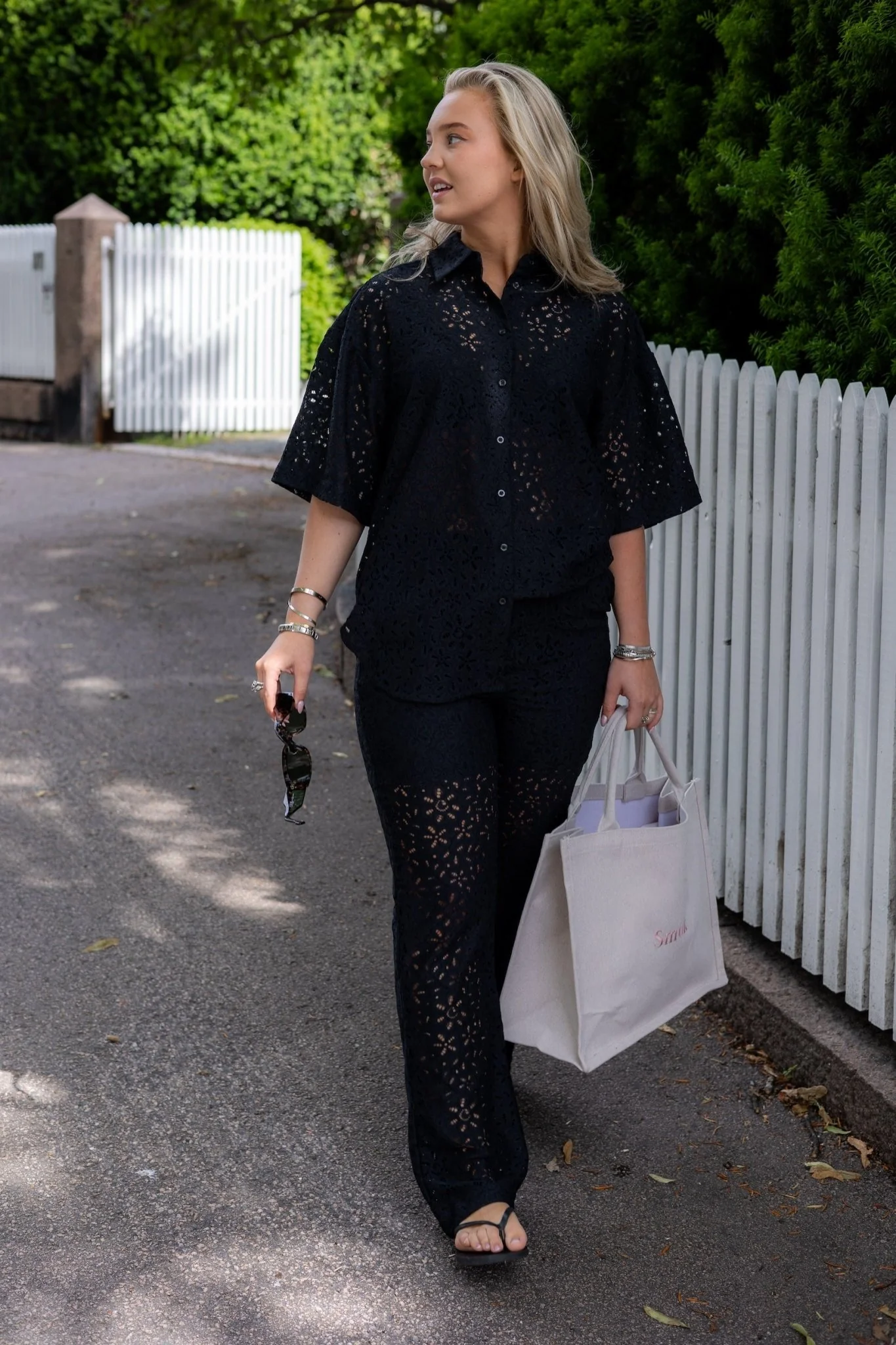 Karola Hw Flared Lace Pant B Black - Image 3