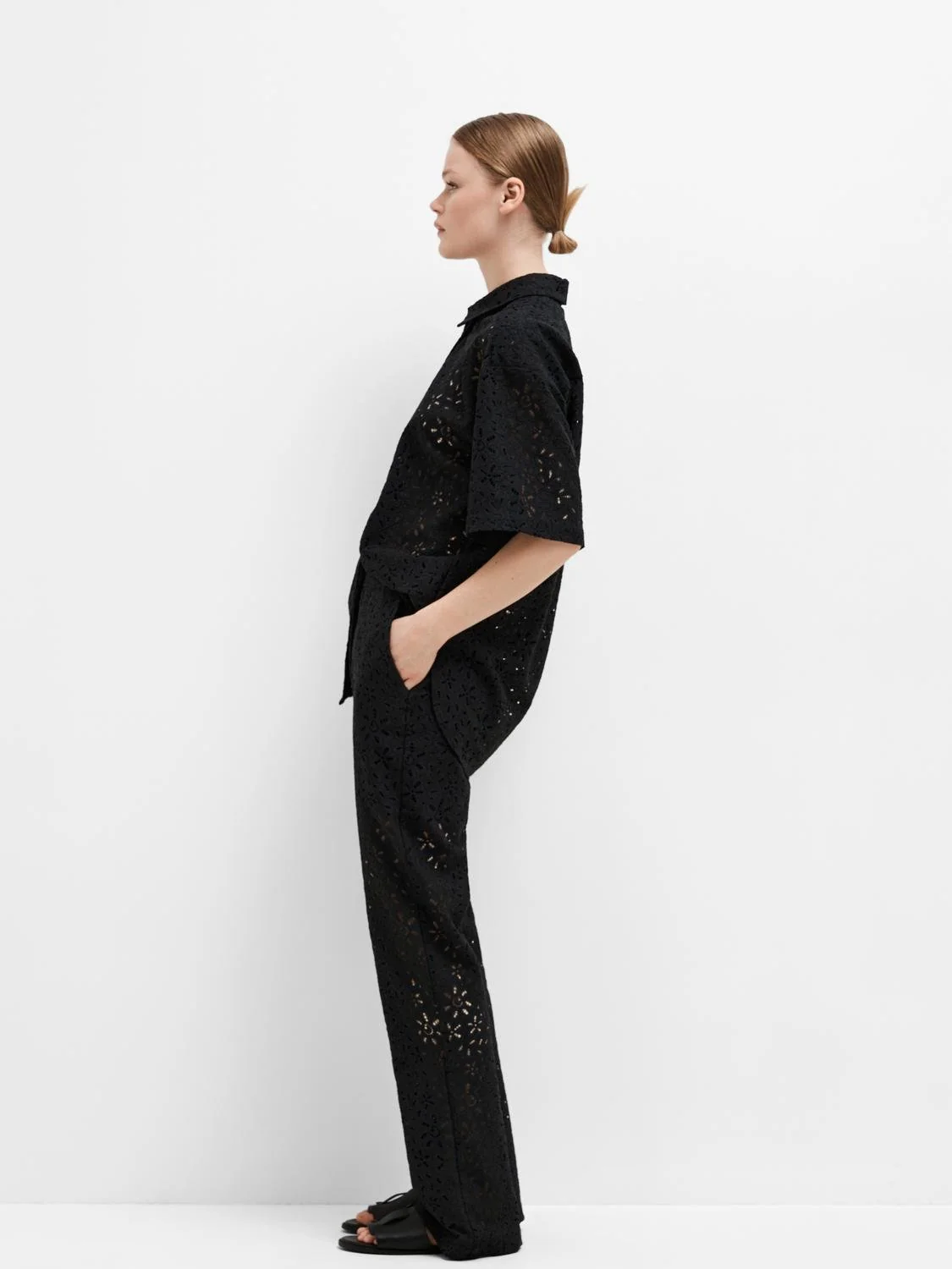 Karola Hw Flared Lace Pant B Black - Image 7
