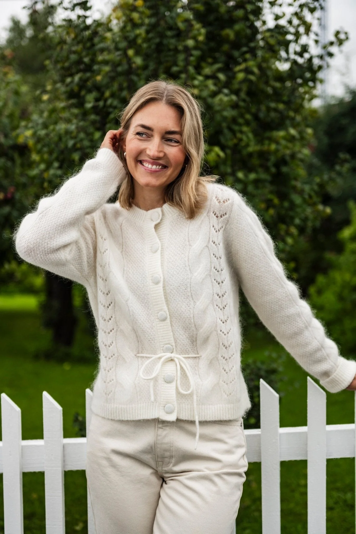 Vera Ls Knit Belt Cardigan Birch - Image 6