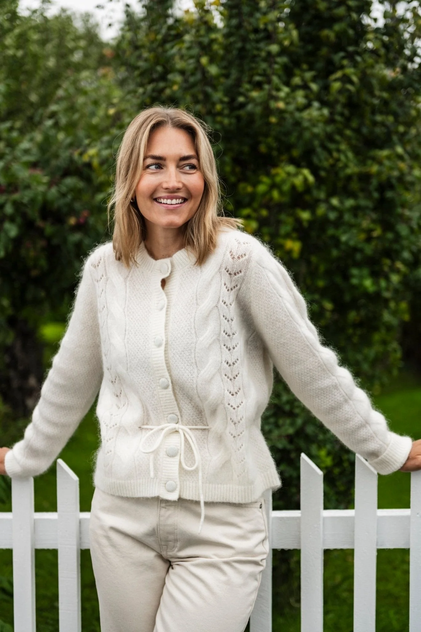 Vera Ls Knit Belt Cardigan Birch - Image 7