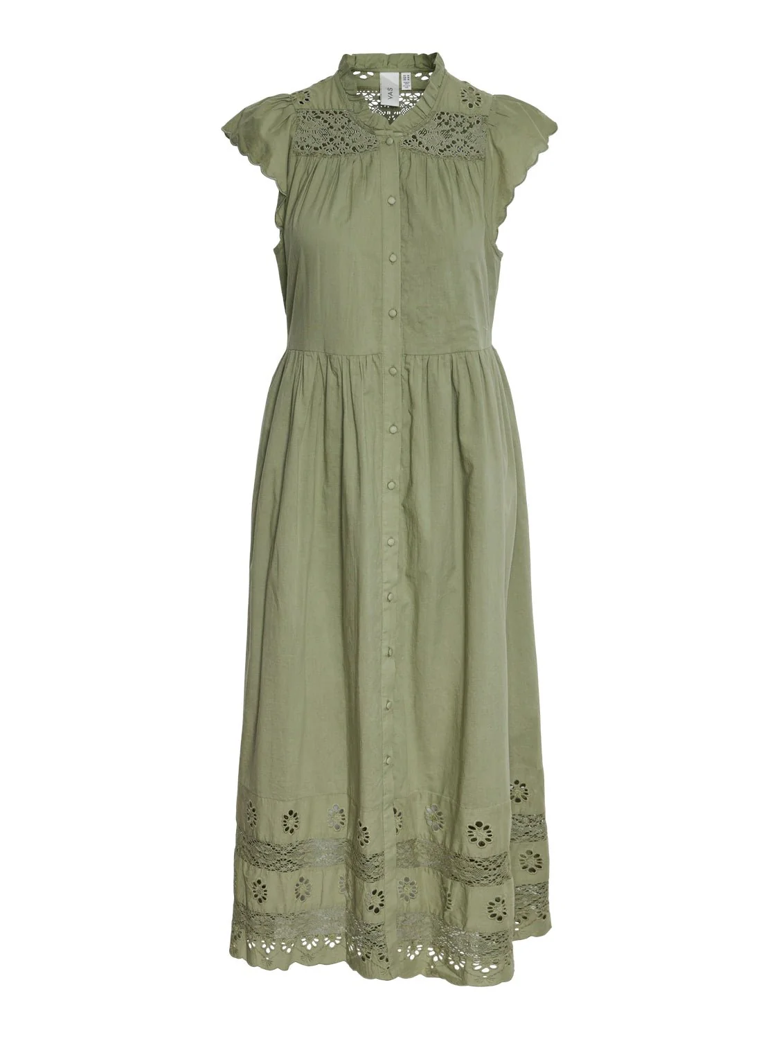 Yasolivia Ss Long Shirt Dress Oil Green