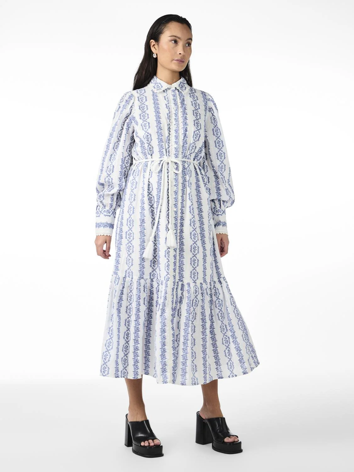 Yastovina Ls Long Shirt Dress Star White Tovina Print - Image 5