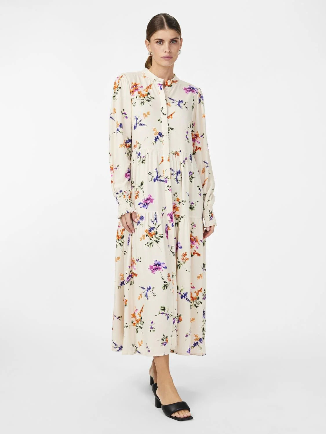 Yasasina Ls Long Shirt Dress Whitecap Gray Botanica Print - Image 3