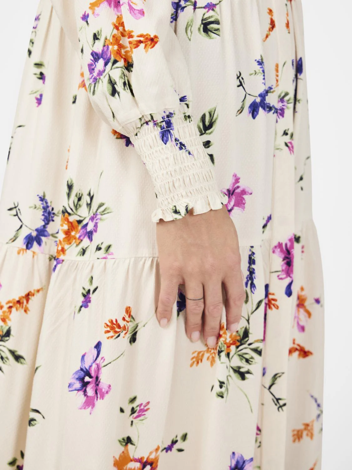 Yasasina Ls Long Shirt Dress Whitecap Gray Botanica Print - Image 6