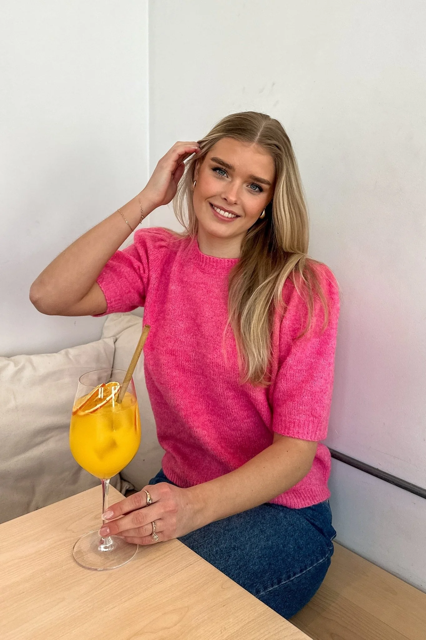 Yasanne Ss Knit Pullover Sangria Sunset