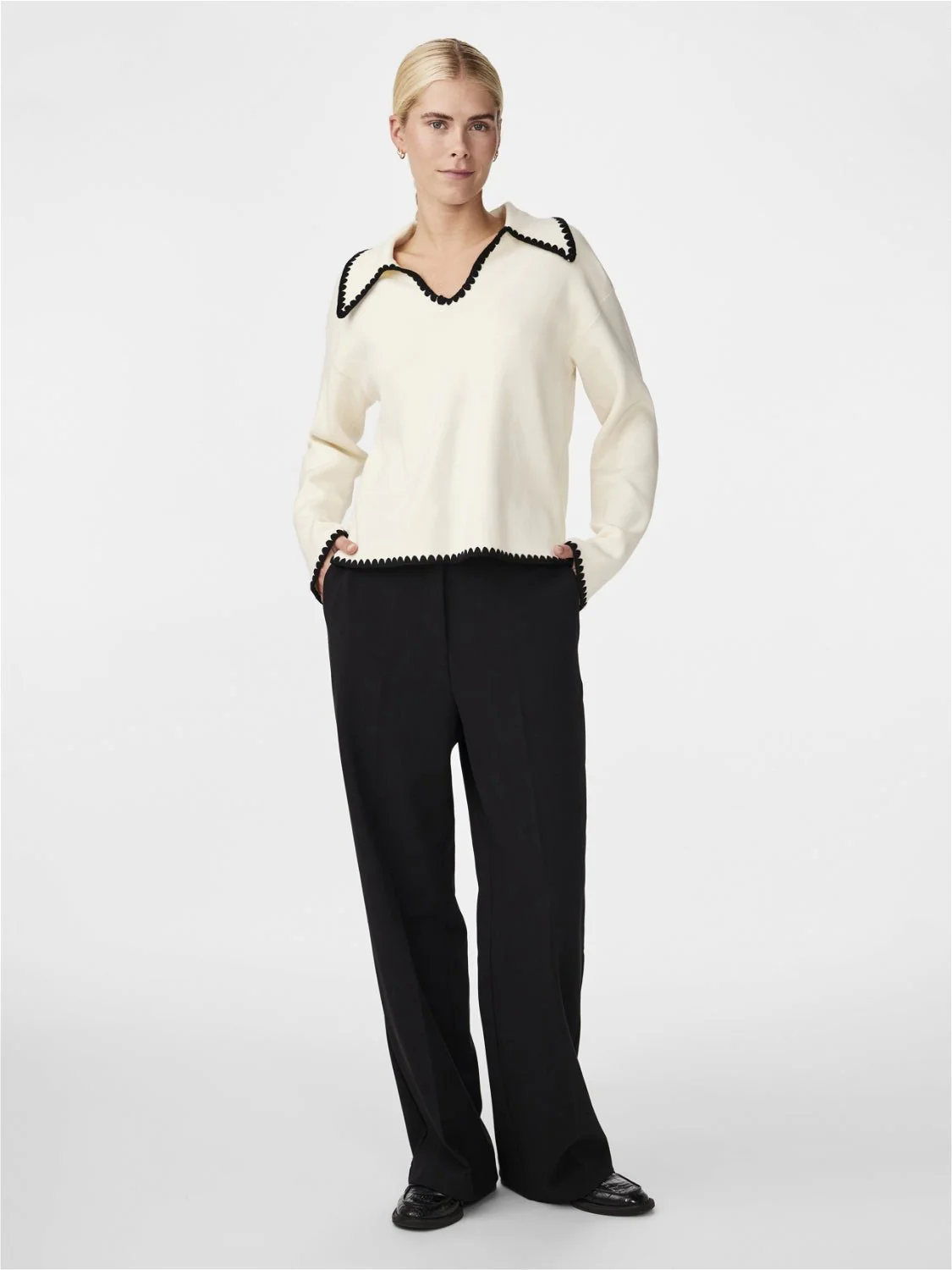 Yasstitch Ls Knit Pullover Birch Black - Image 4