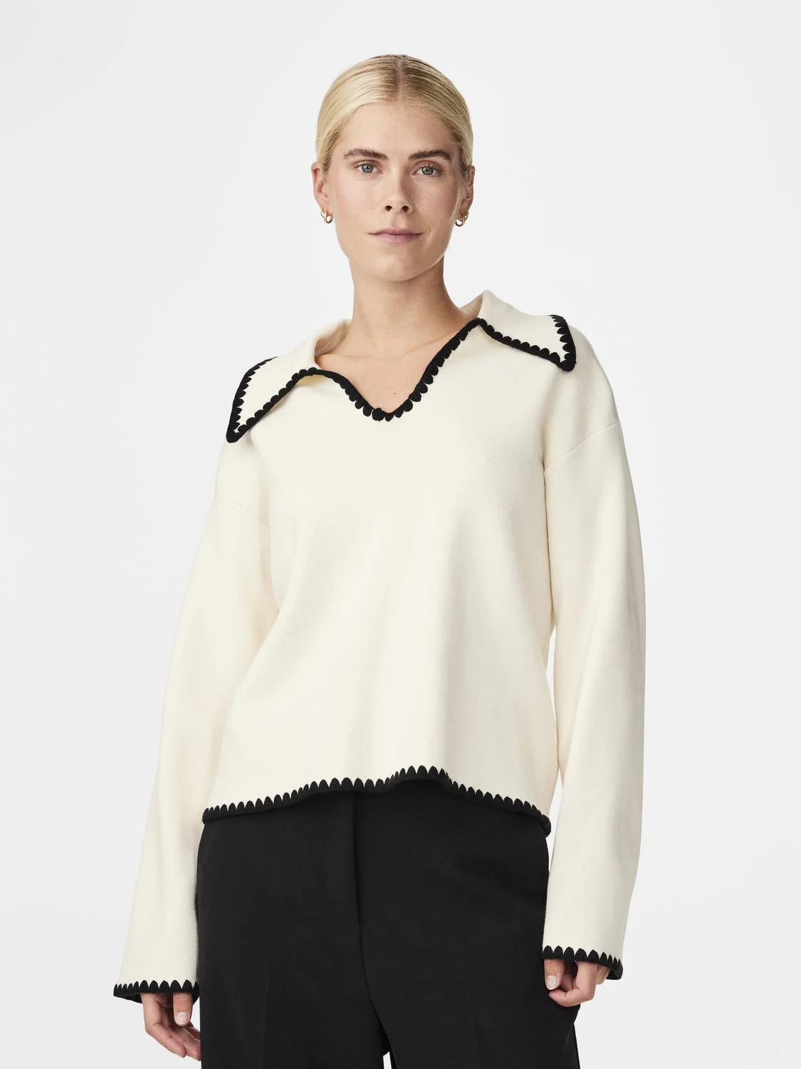 Yasstitch Ls Knit Pullover Birch Black - Image 5
