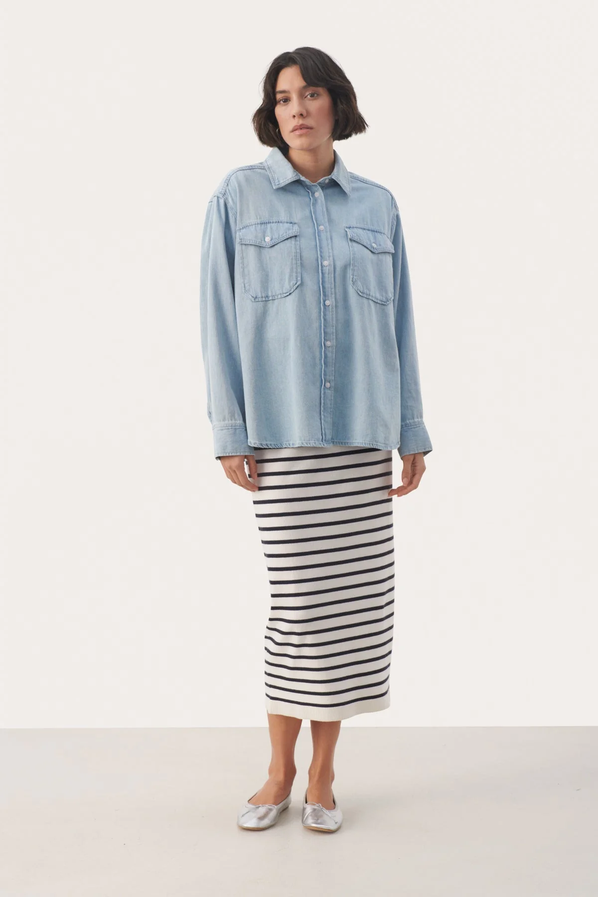 Collettepw Shirt Whiteish Blue Denim - Image 3