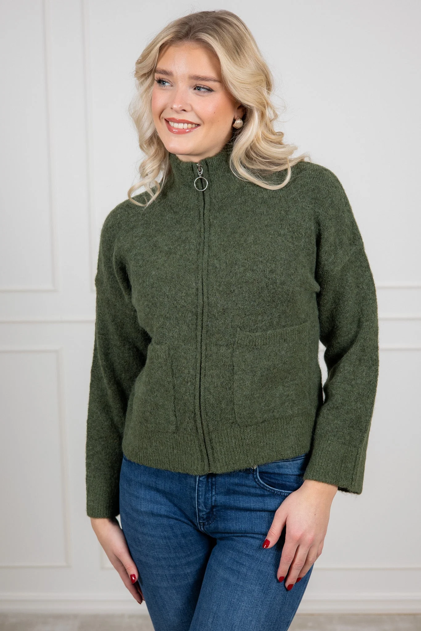 Sia Ras Ls Knit Zipper Cardigan Duffel Bag Melange - Image 3