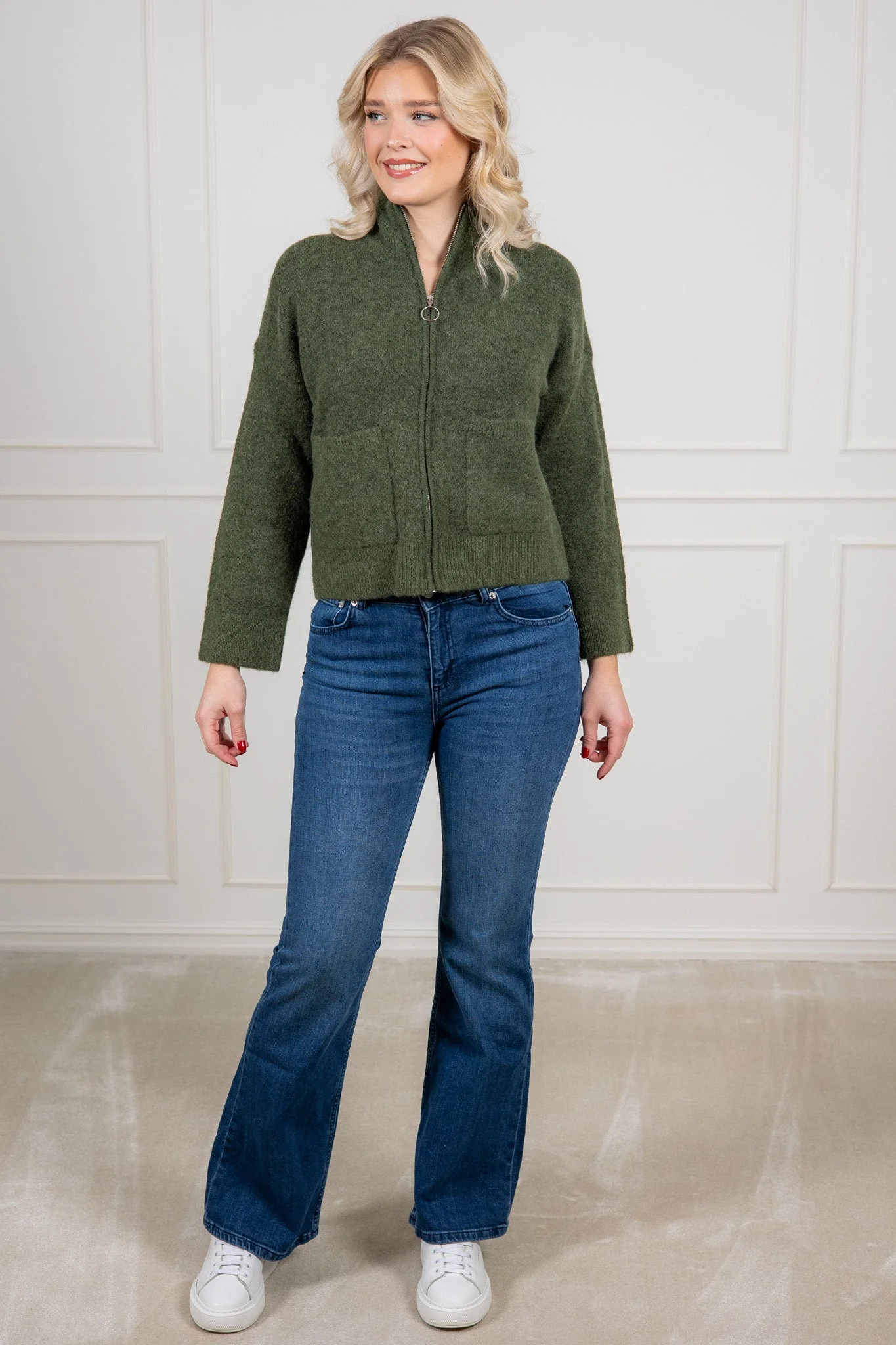 Sia Ras Ls Knit Zipper Cardigan Duffel Bag Melange - Image 4