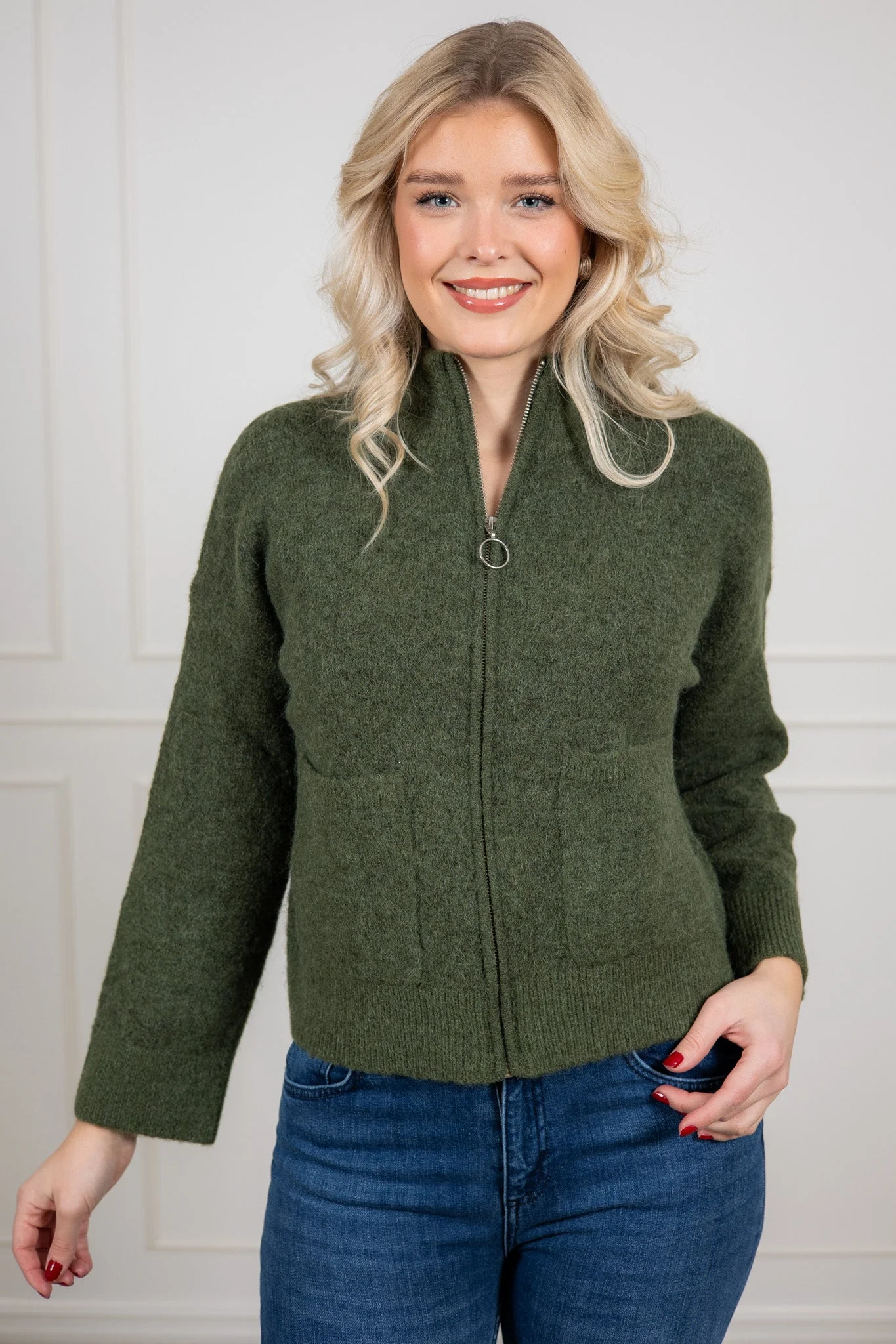 Sia Ras Ls Knit Zipper Cardigan Duffel Bag Melange - Image 5