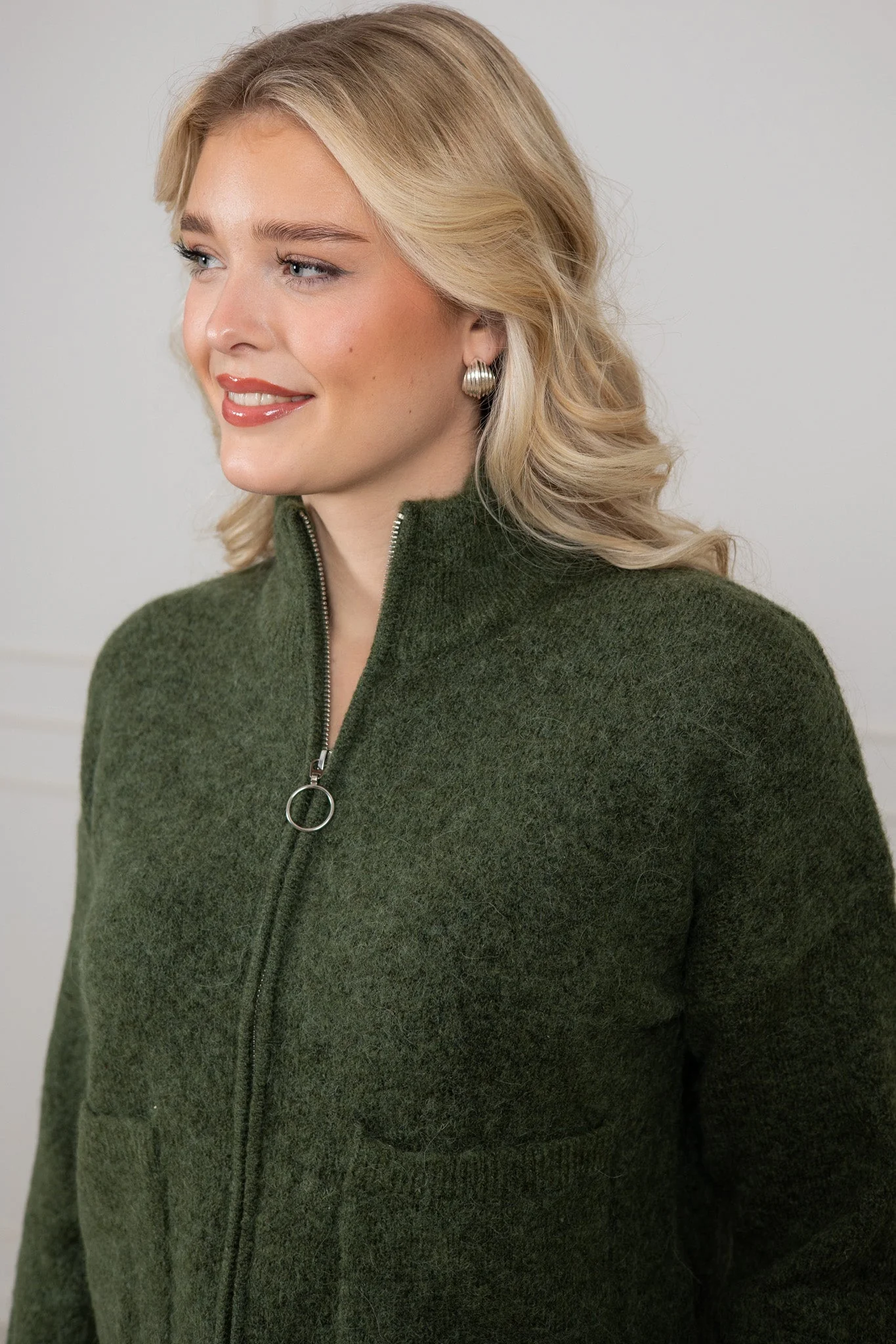 Sia Ras Ls Knit Zipper Cardigan Duffel Bag Melange - Image 6