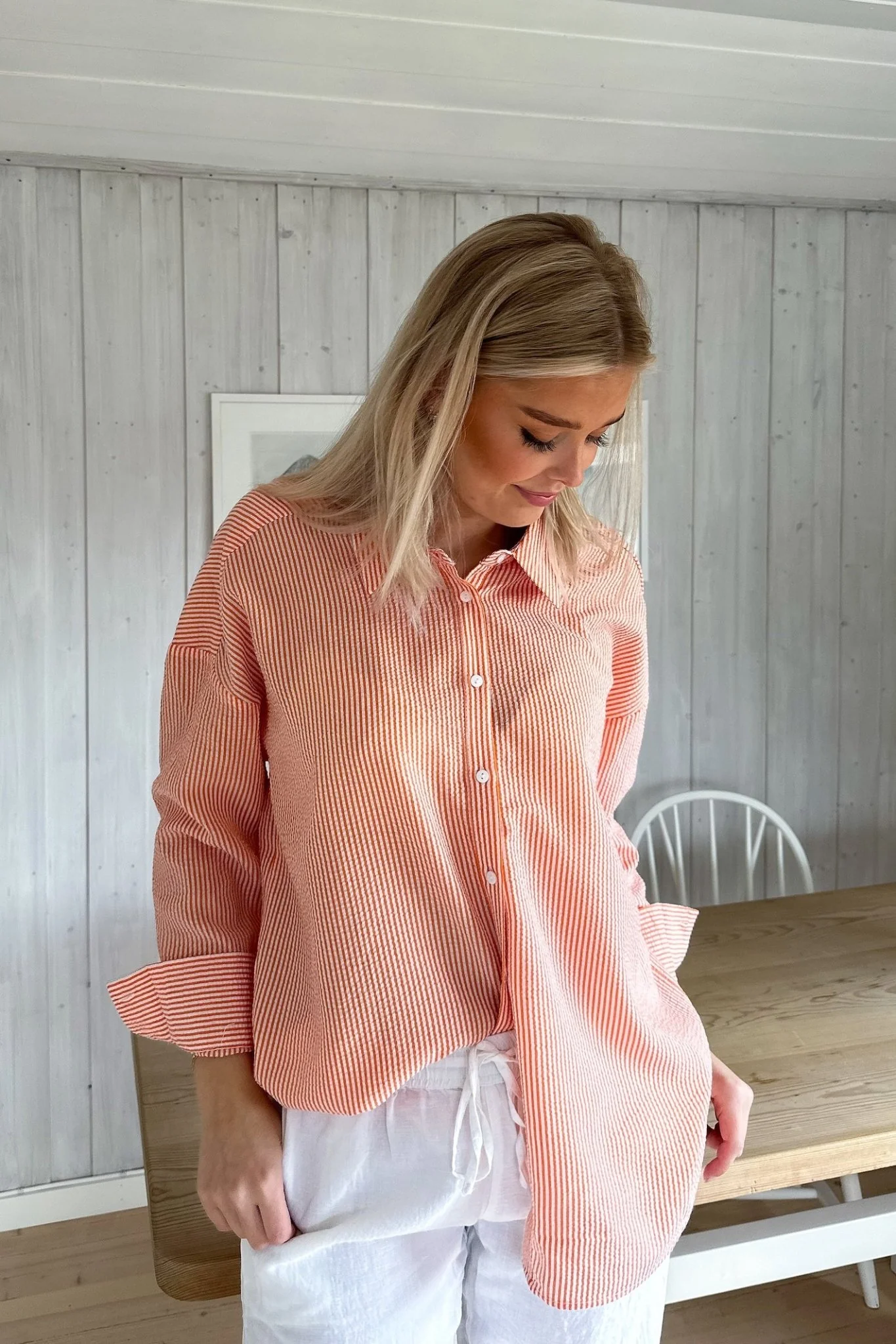 Sonja Shirt Orange/White - Image 3