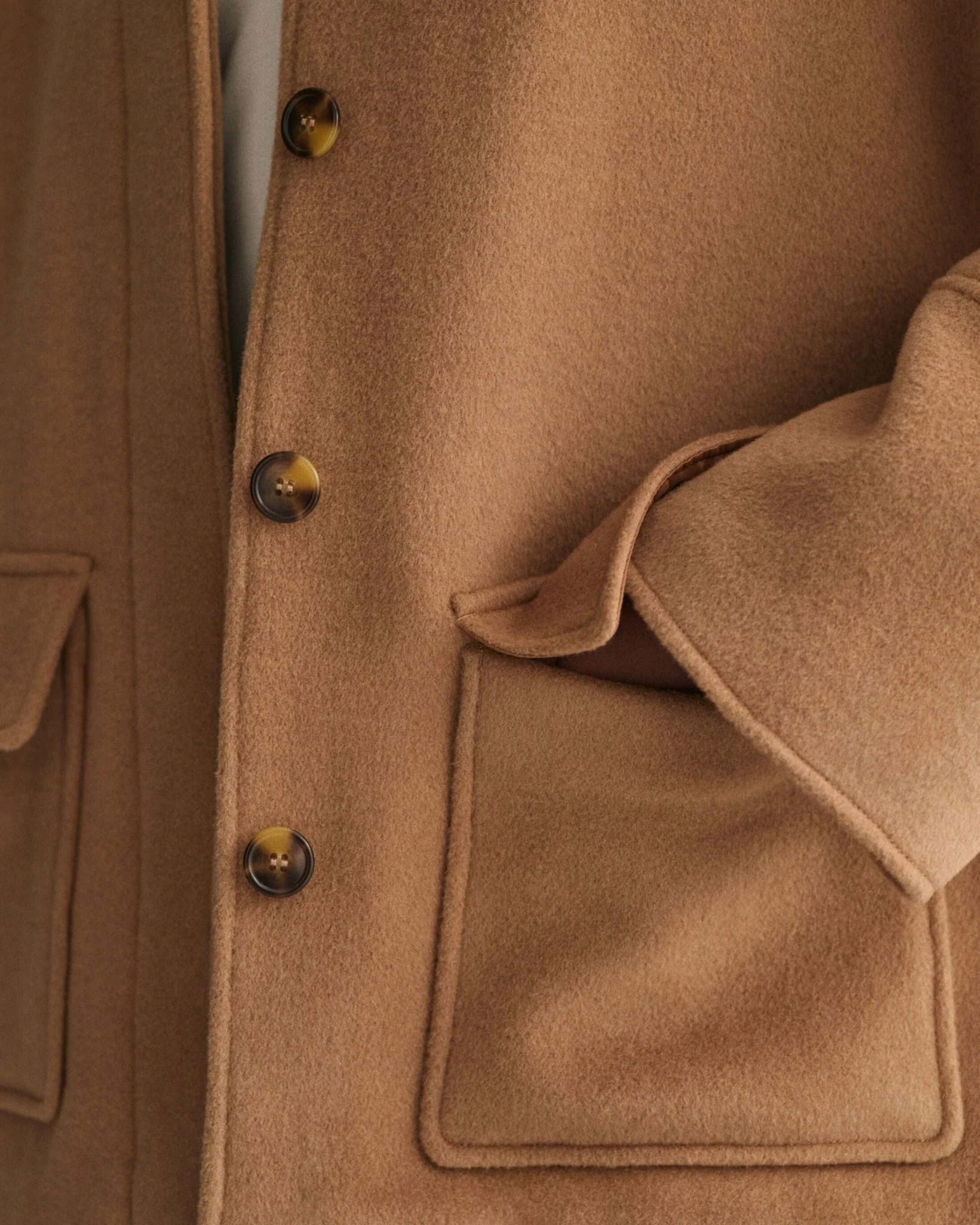 Cropped Wool Jacket Warm Khaki - Image 4