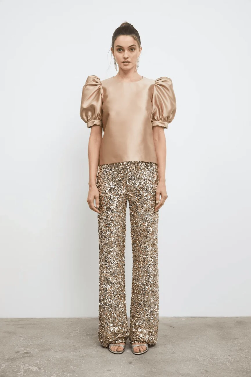 Dali Sequin Trouser Champagne - Image 4