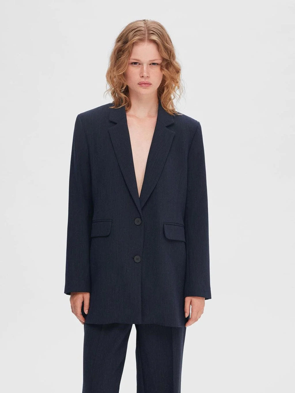 Rita Ls Relaxed Blazer Dark Sapphire Melange - Image 3