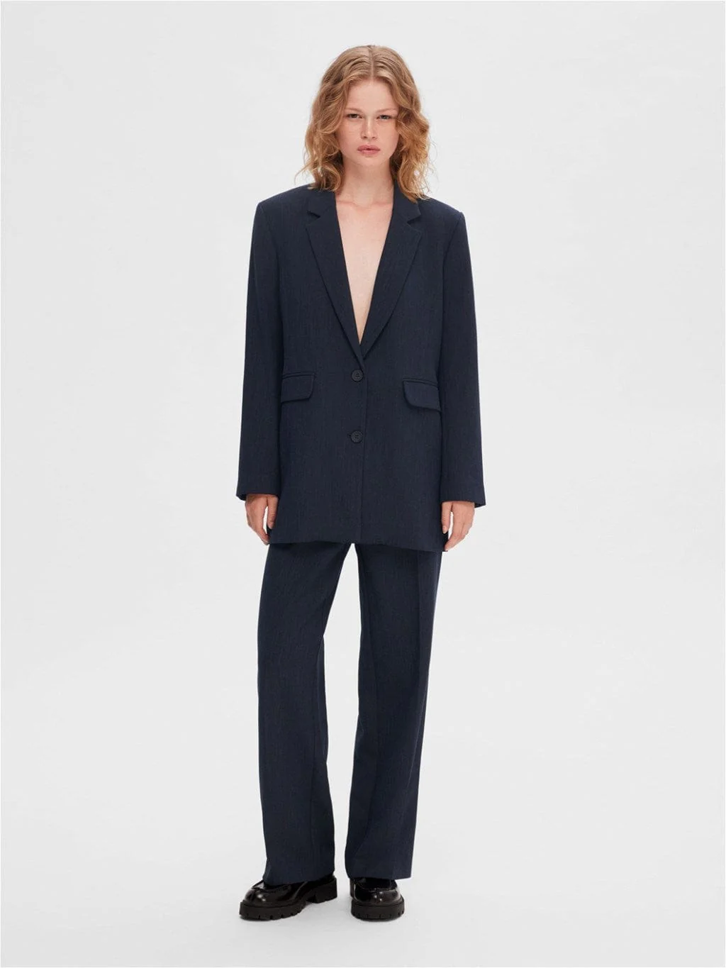 Rita Ls Relaxed Blazer Dark Sapphire Melange - Image 5