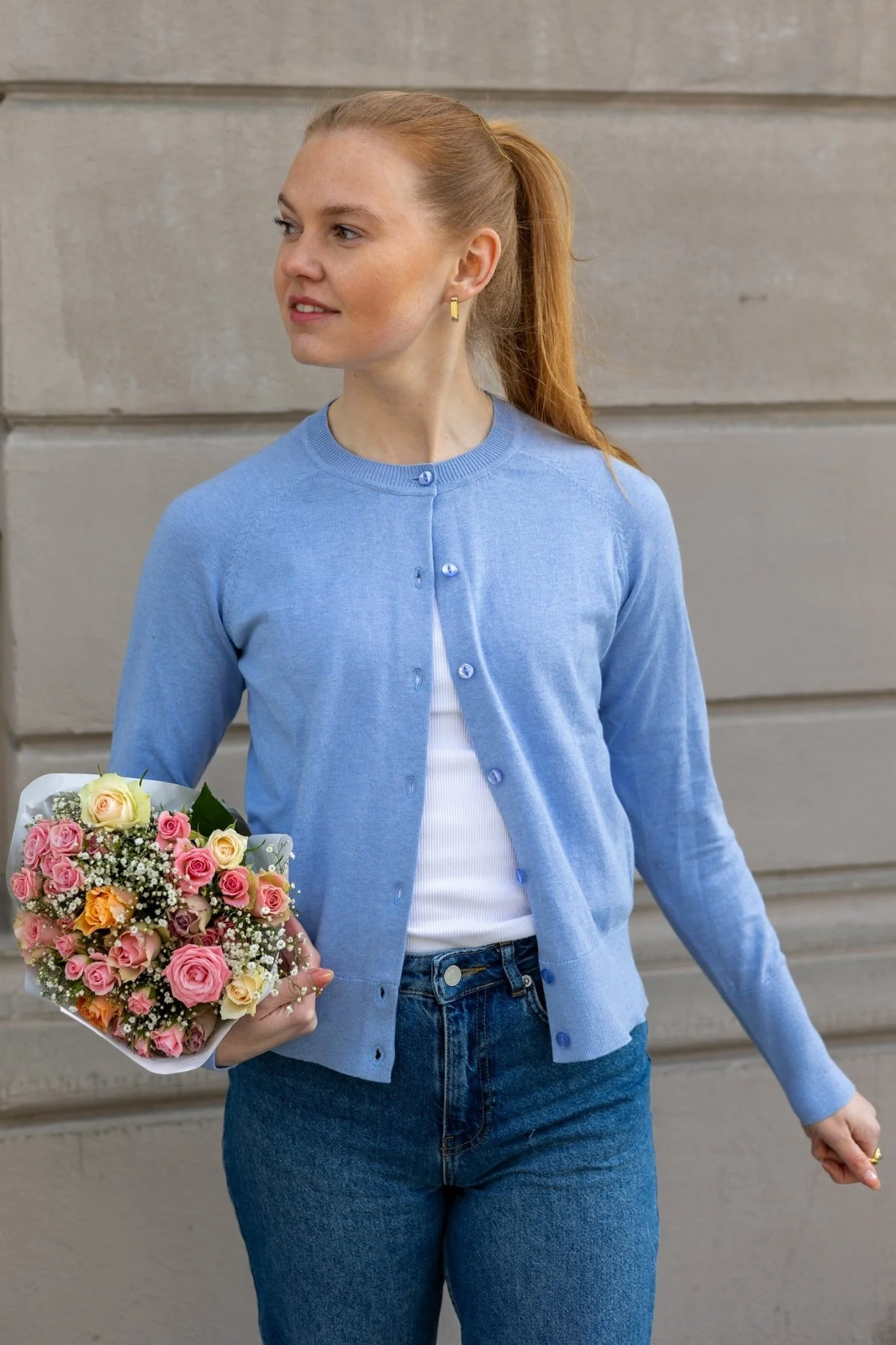 Line Cardigan Shaded Blue