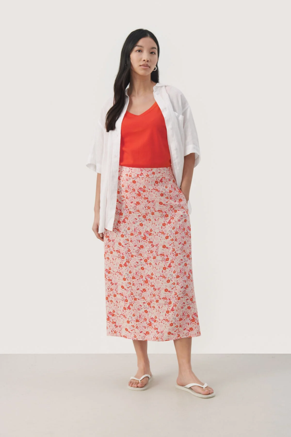 Biserapw Skirt Mandarin Red Mini Flower - Image 6