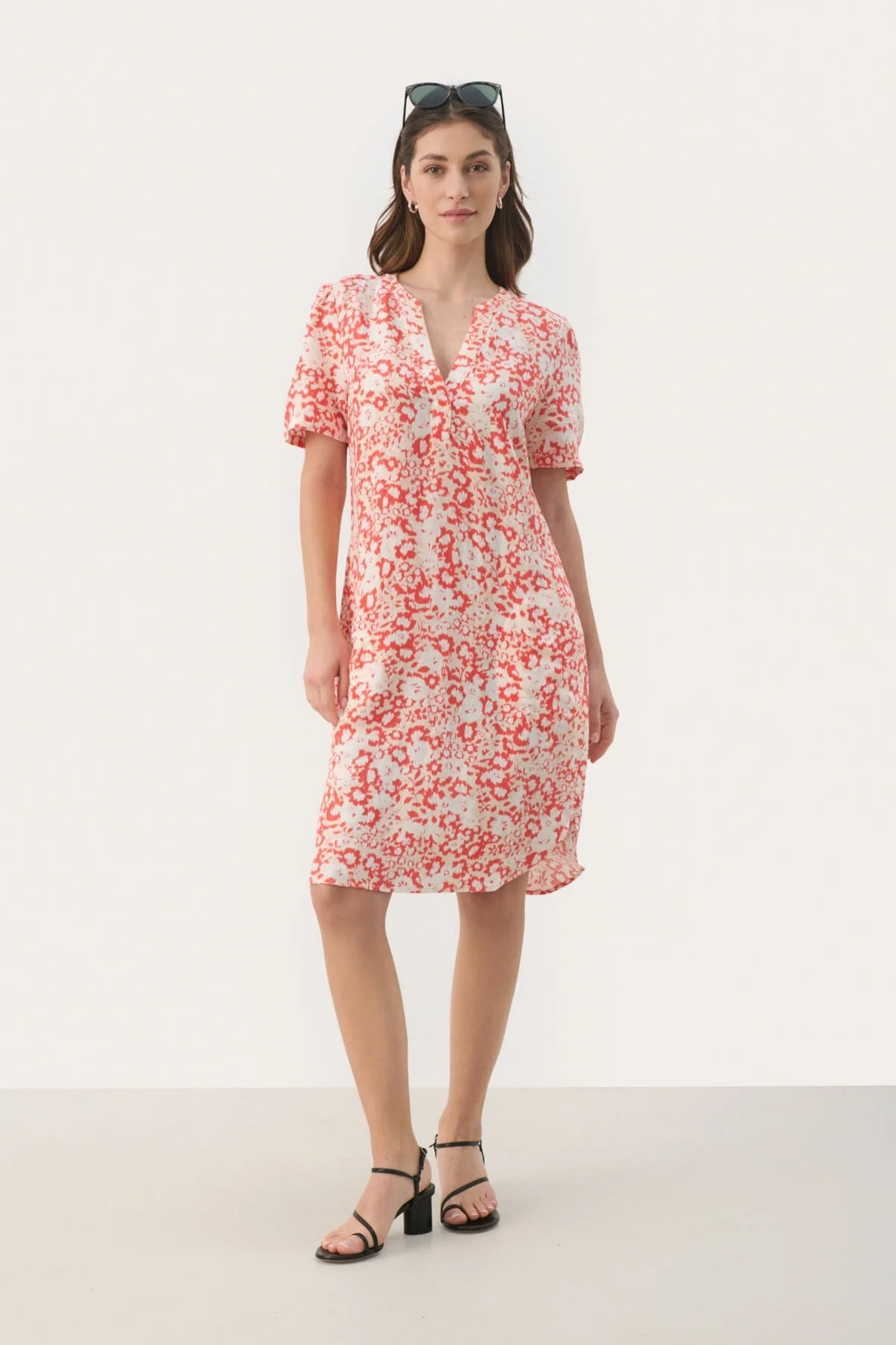 Aminasepw Dress Mandarin Red Blurred Flower - Image 2