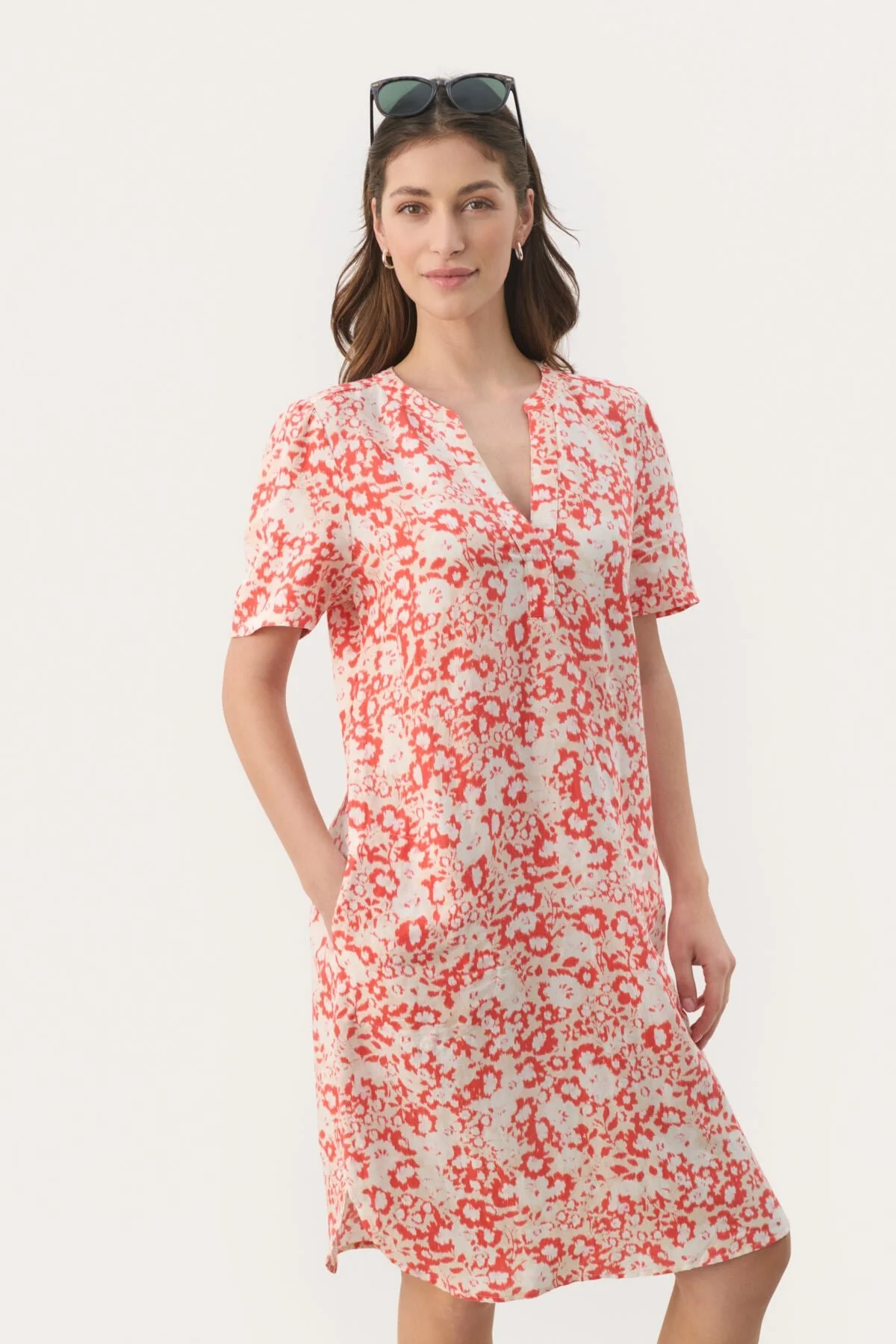 Aminasepw Dress Mandarin Red Blurred Flower - Image 3