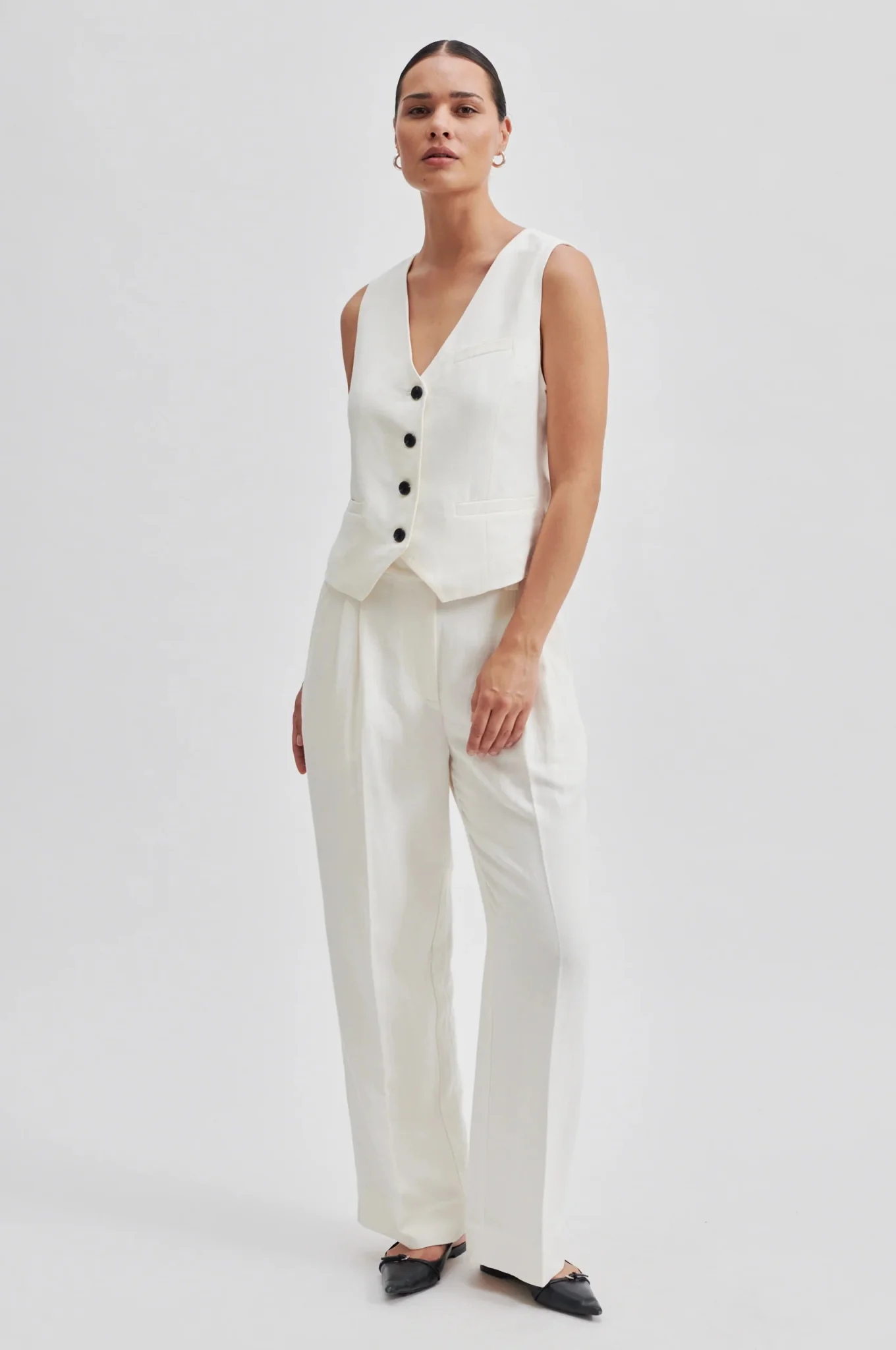 Lino Waistcoat Antique White - Image 5