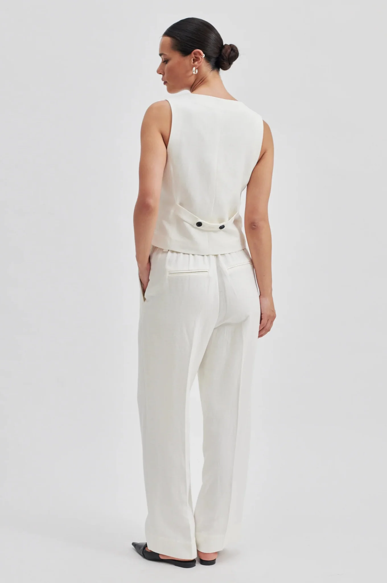 Lino Waistcoat Antique White - Image 6