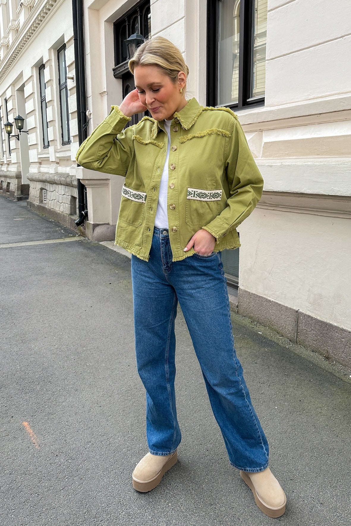 Yastokka Embroidery Jacket Mosstone W. Wash Effect - Image 6