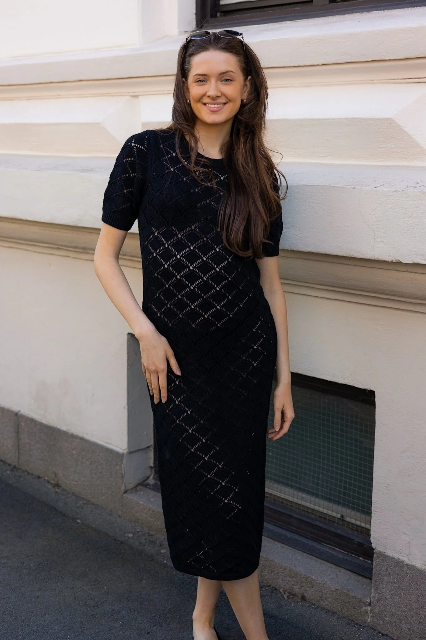 Vinna Ss Long Knit Dress Black - Image 3