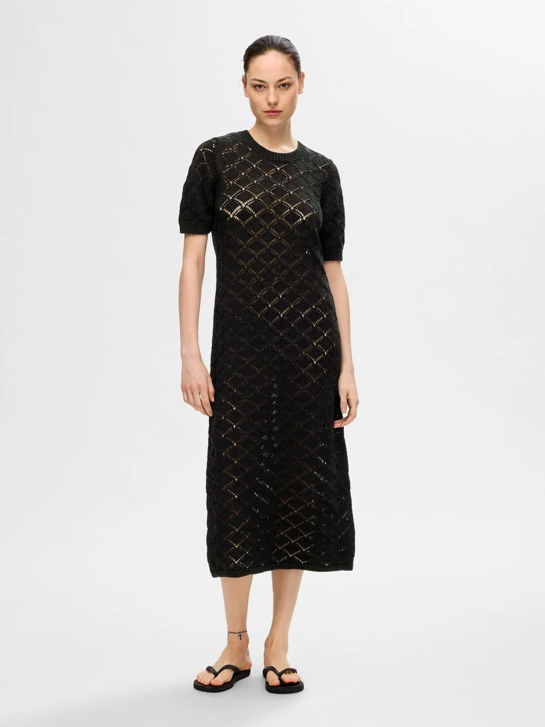 Vinna Ss Long Knit Dress Black - Image 4