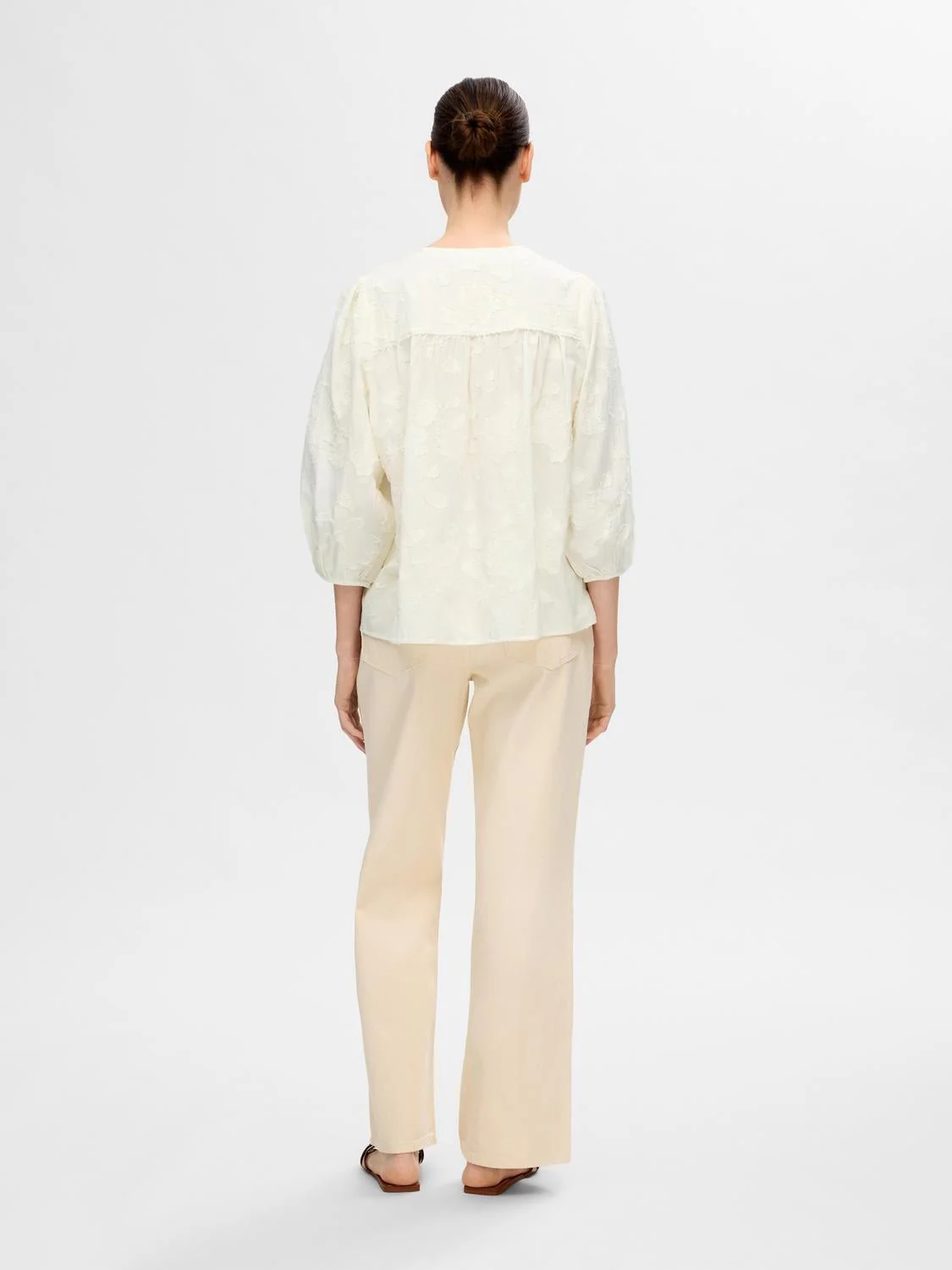 Corina 3/4 Jaquard Top Snow White - Image 6