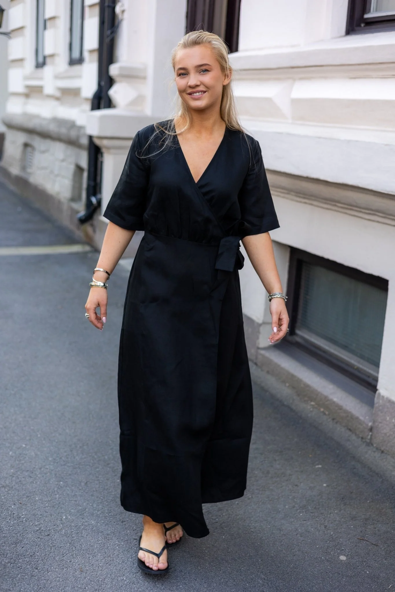 Allesandra 2/4 Ankle Wrap Dress Black - Image 4