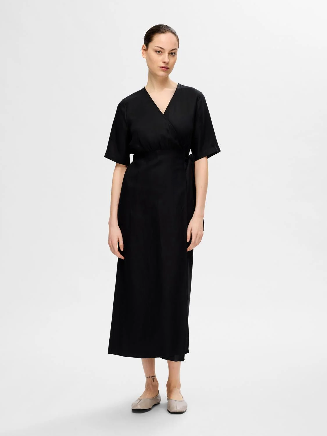Allesandra 2/4 Ankle Wrap Dress Black - Image 9