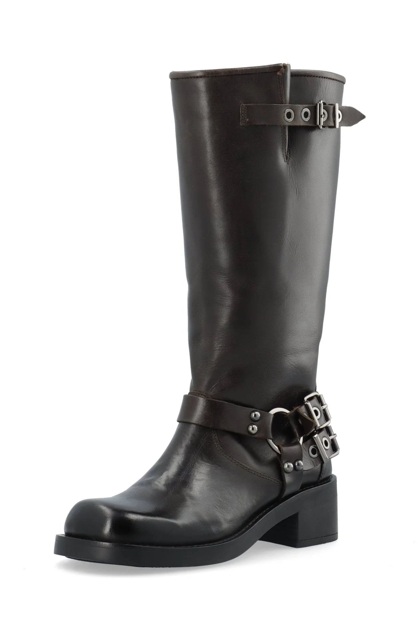 Biaharper Biker Boot Pull Up Leather Dark Brown - Image 2