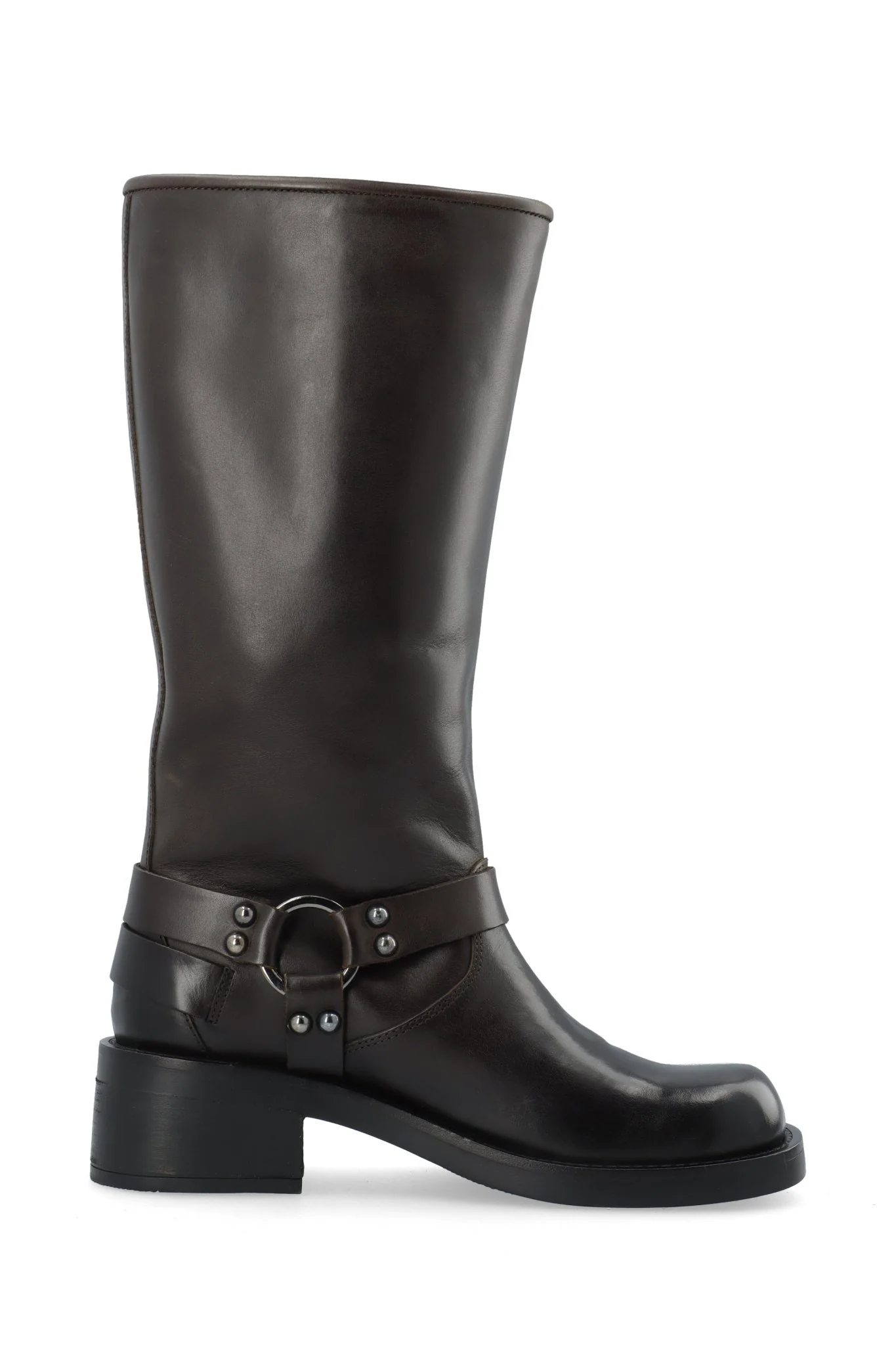 Biaharper Biker Boot Pull Up Leather Dark Brown - Image 4