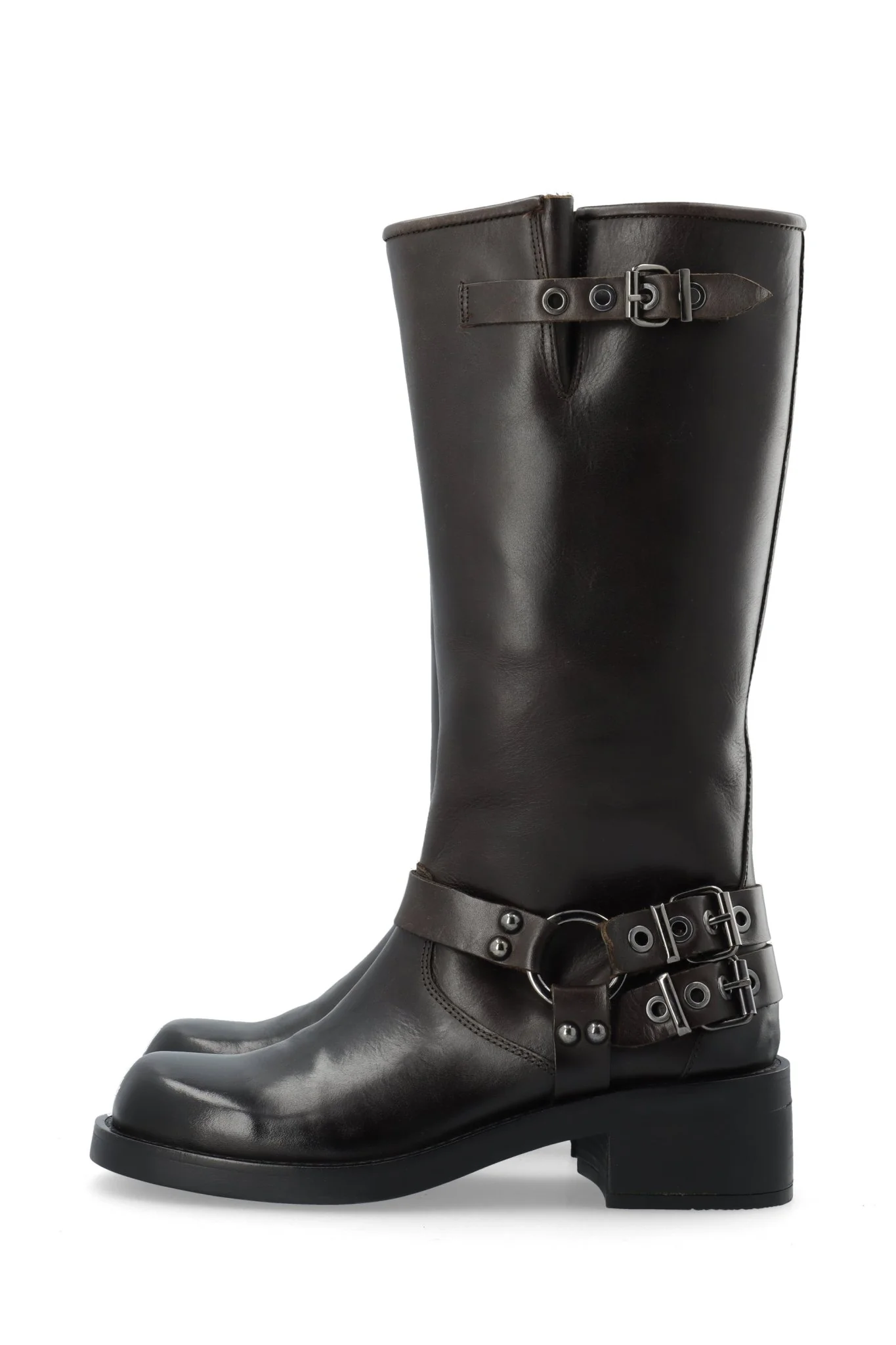 Biaharper Biker Boot Pull Up Leather Dark Brown - Image 5