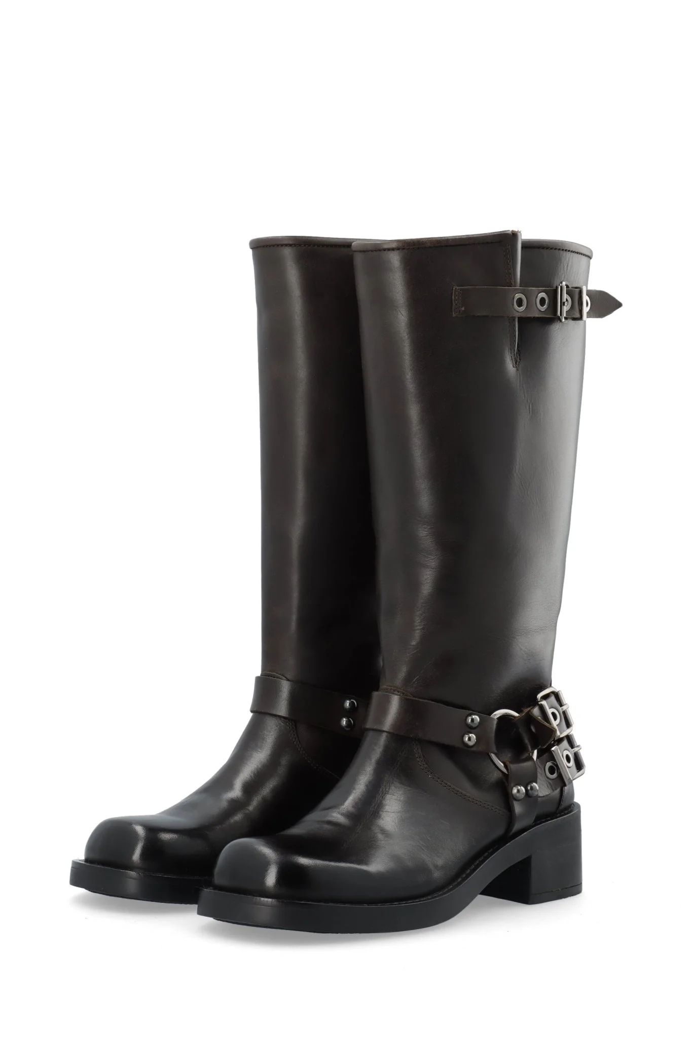 Biaharper Biker Boot Pull Up Leather Dark Brown - Image 6