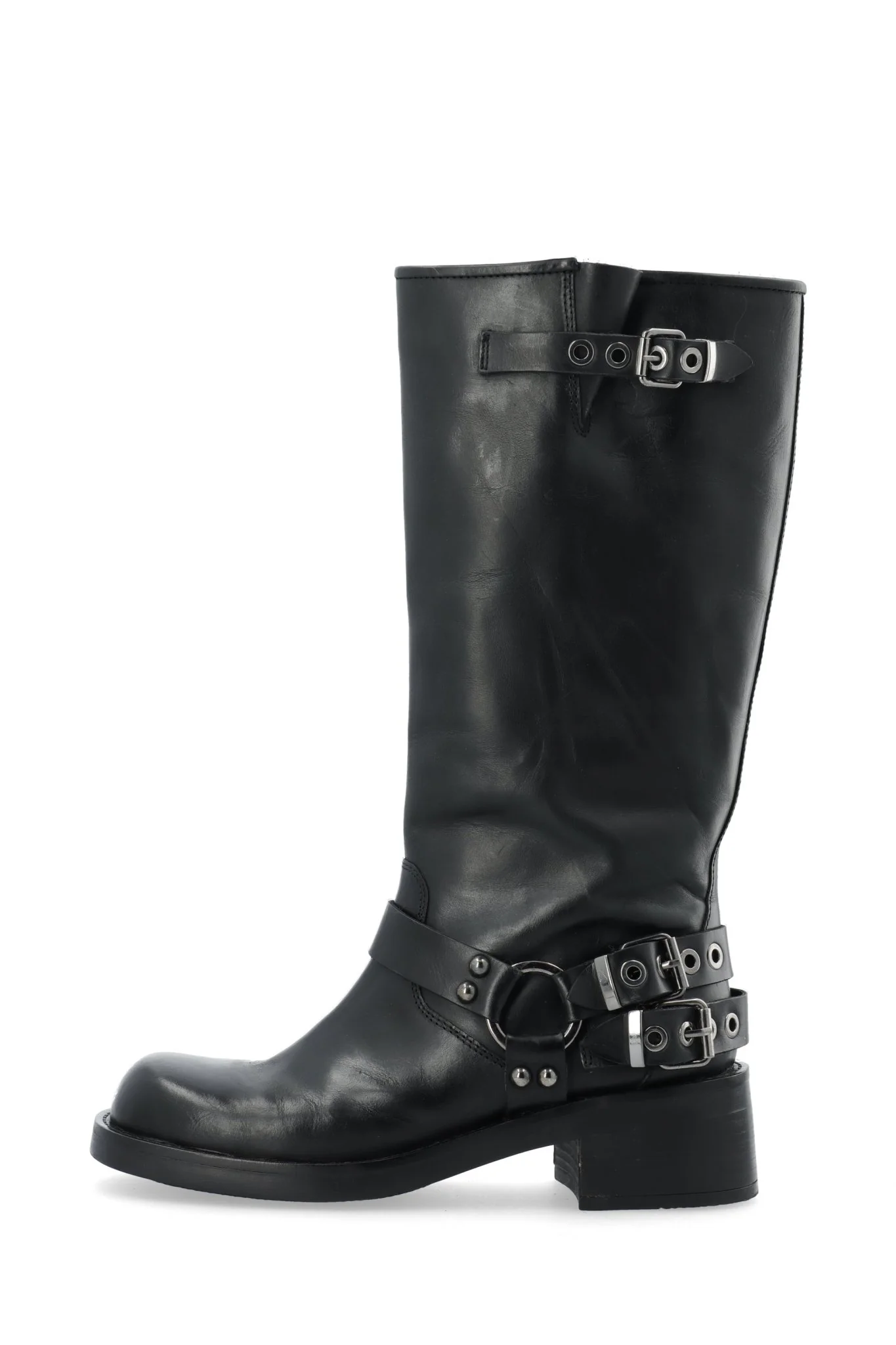 Biaharper Biker Boot Pull Up Leather Black
