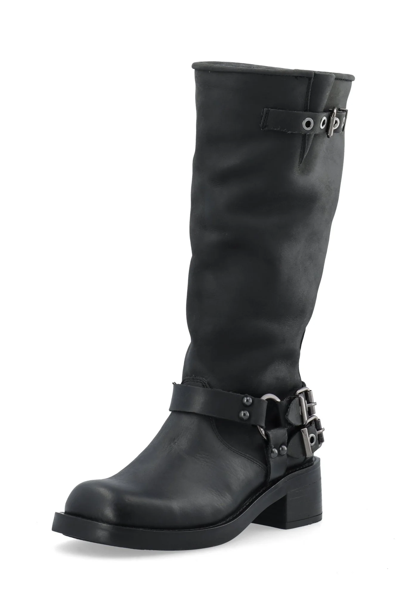 Biaharper Biker Boot Pull Up Leather Black - Image 2