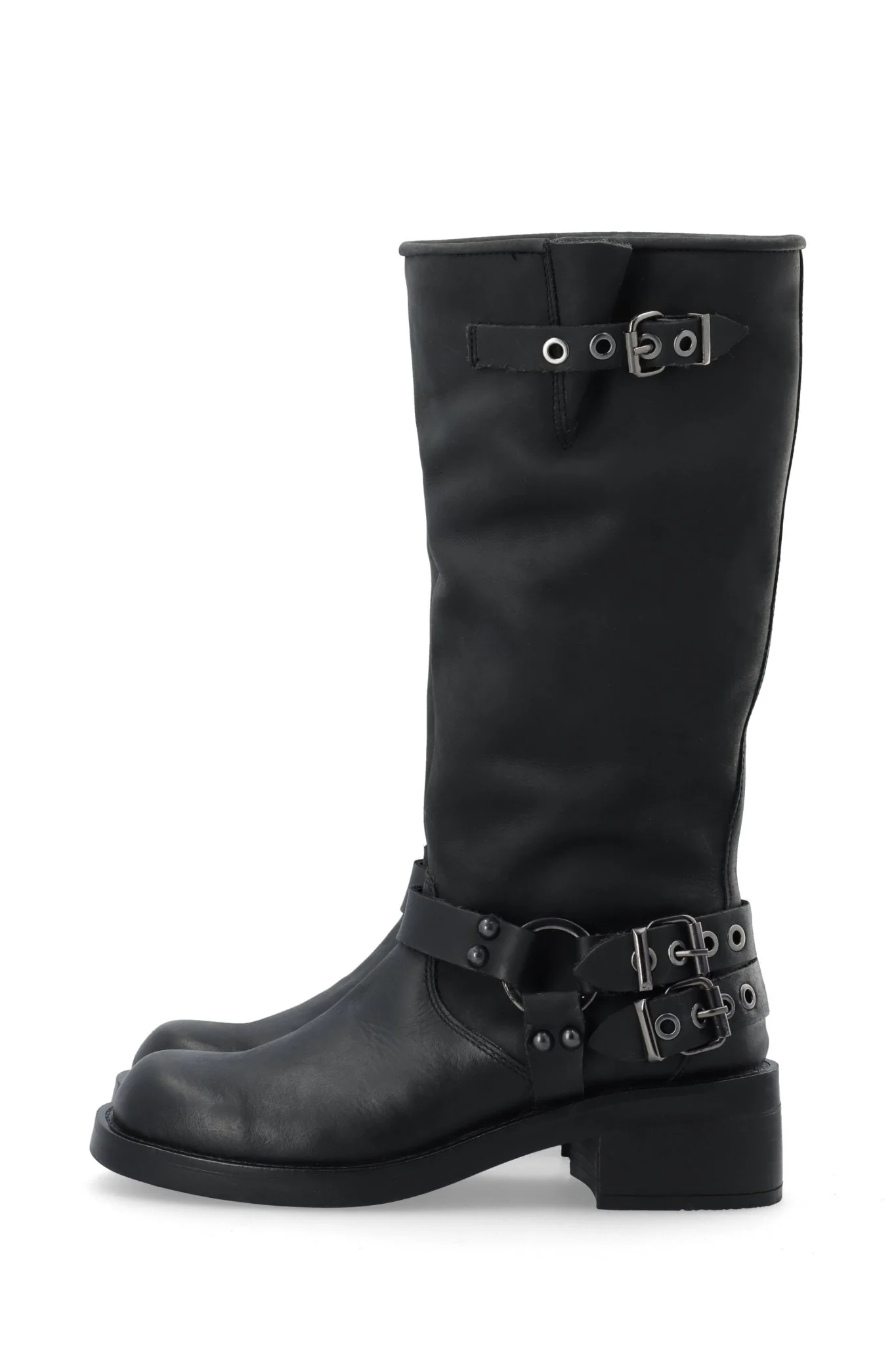 Biaharper Biker Boot Pull Up Leather Black - Image 5