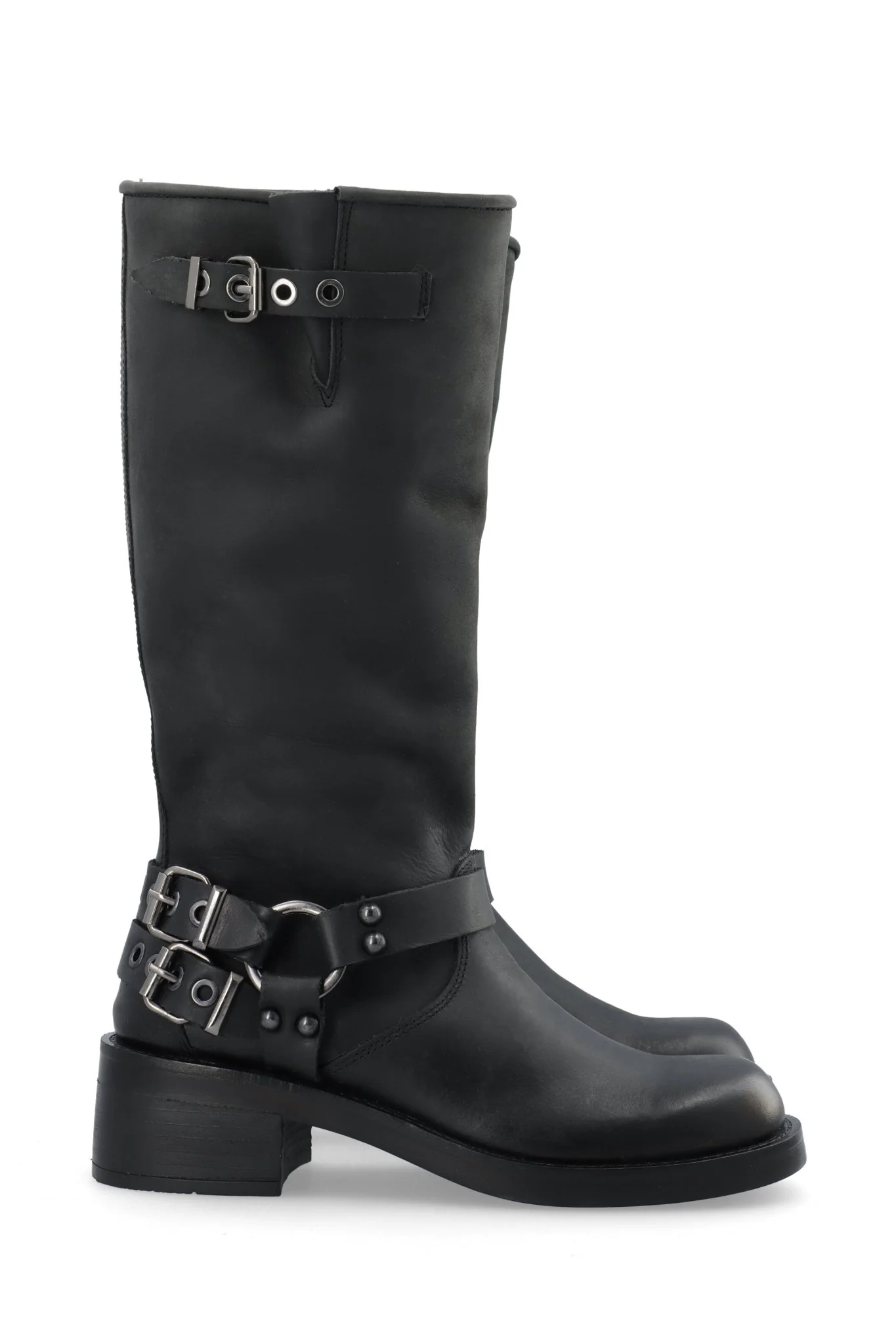 Biaharper Biker Boot Pull Up Leather Black - Image 8