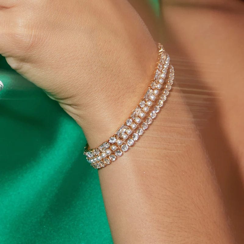 Crystal Tennis Bracelet Pale Gold - Image 3