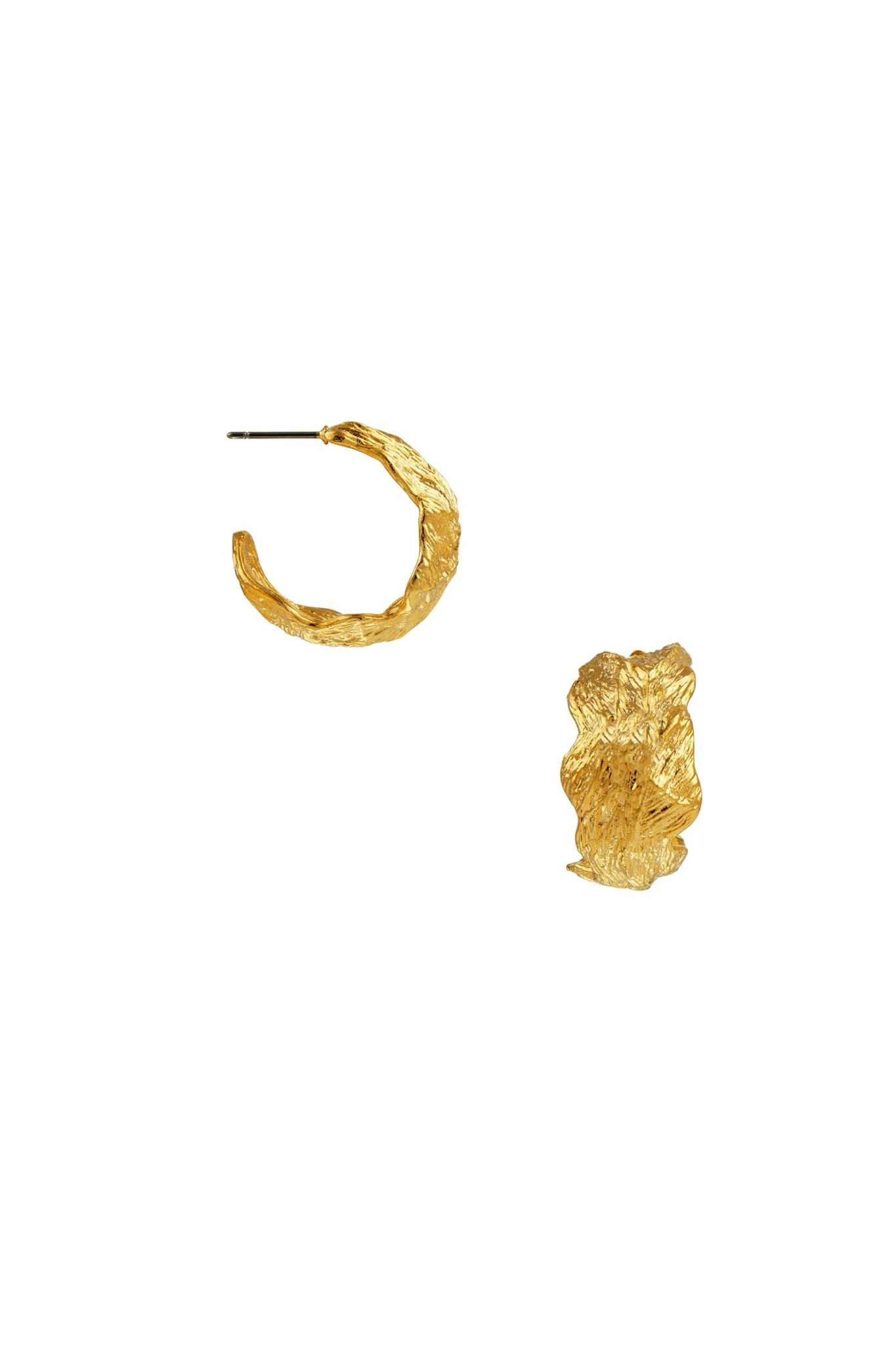 Hammered Leaf Hoop Pale Gold
