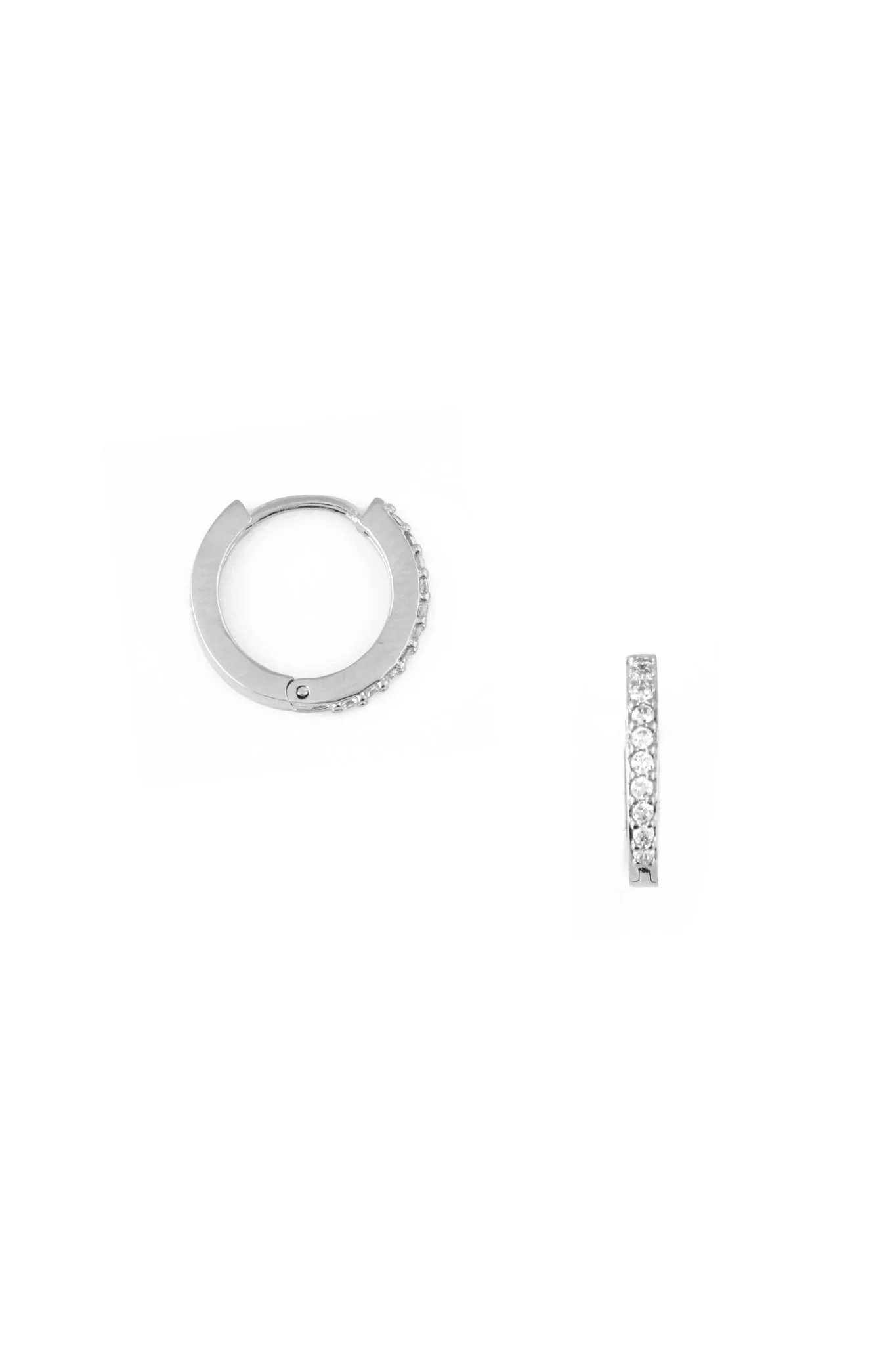 Mini Pave Huggie Hoop Earrings Crystal