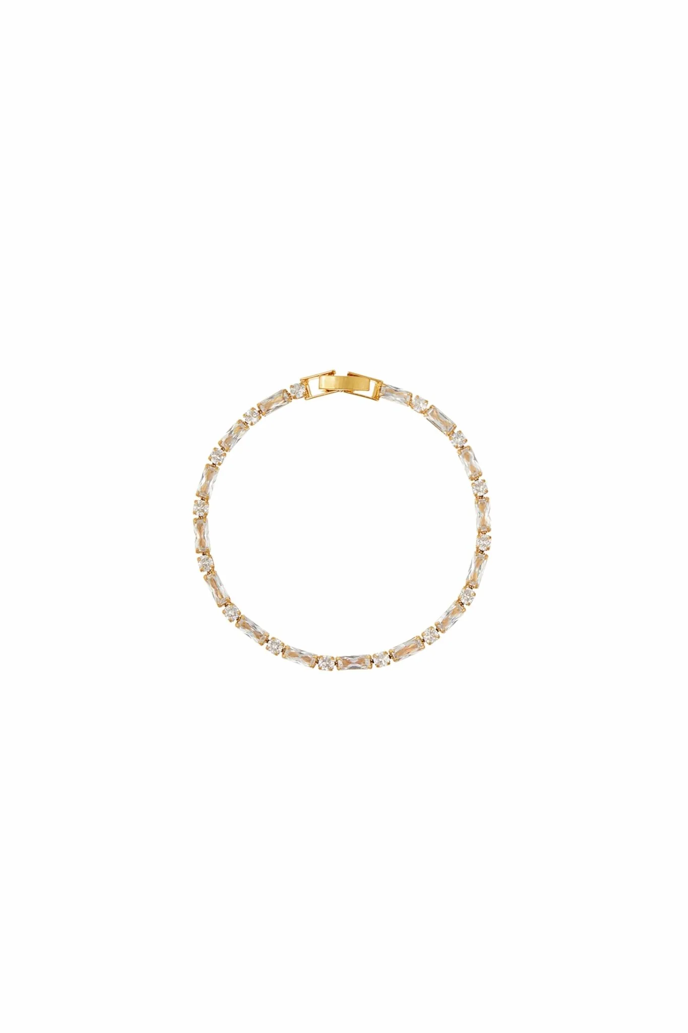 Mixed Baguette Stone Tennis Bracelet Pale Gold