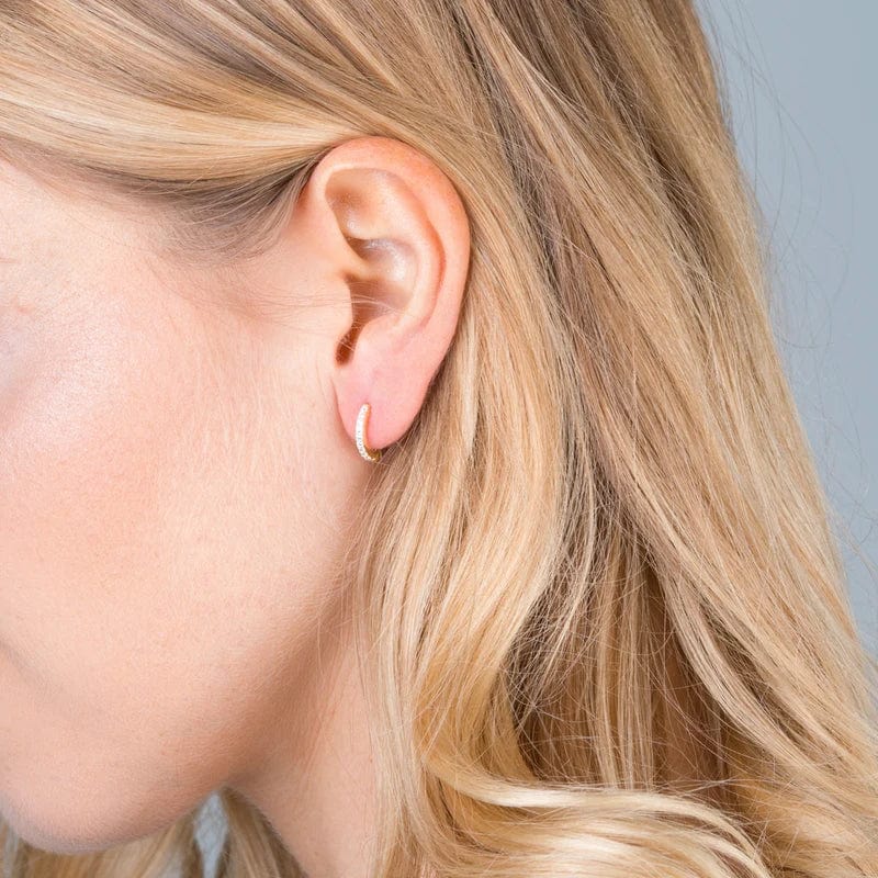 Mini Pave Huggie Hoop Earrings Crystal - Image 3