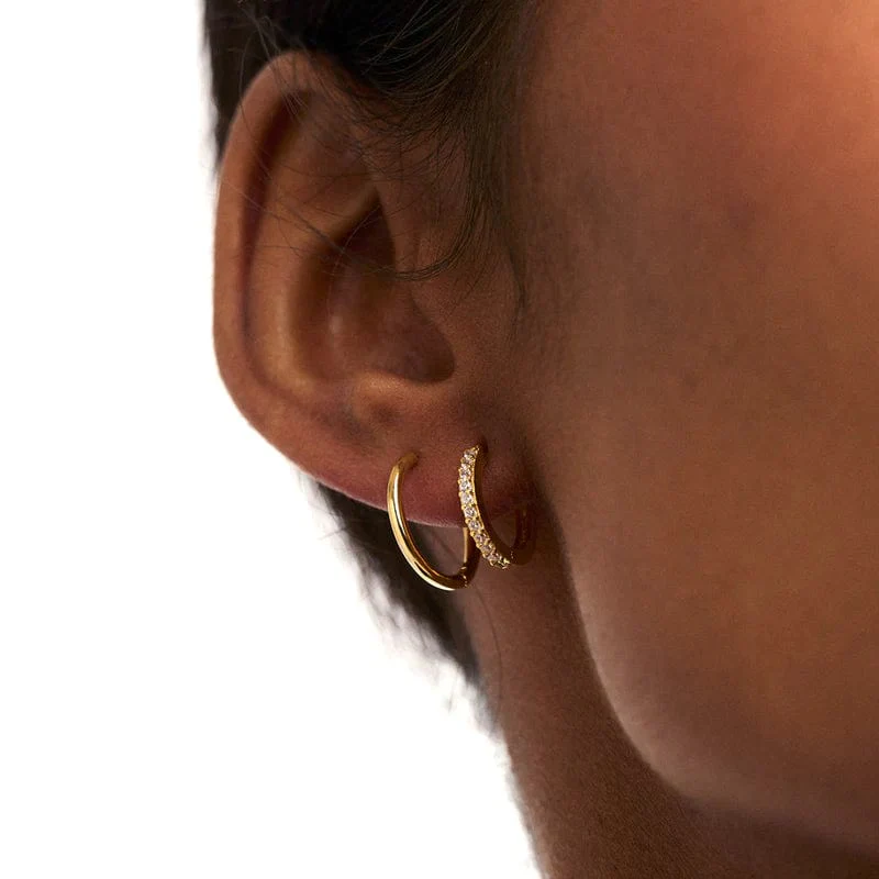 Mini Pave Huggie Hoop Earrings Crystal - Image 5